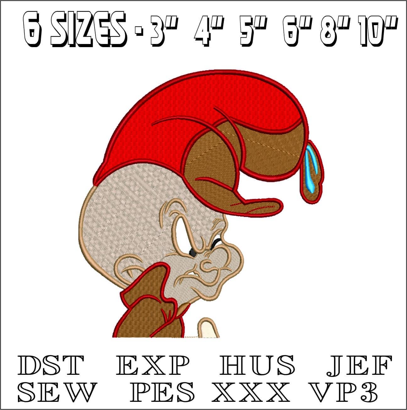 Elmer Fud Head- Elegant embroidery design file - instant download — view 2