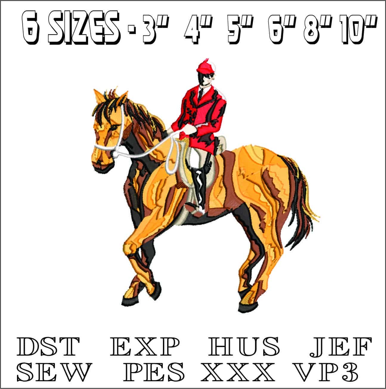 Equestrian ride on Horse- Elegant embroidery design file - instant download — view 2