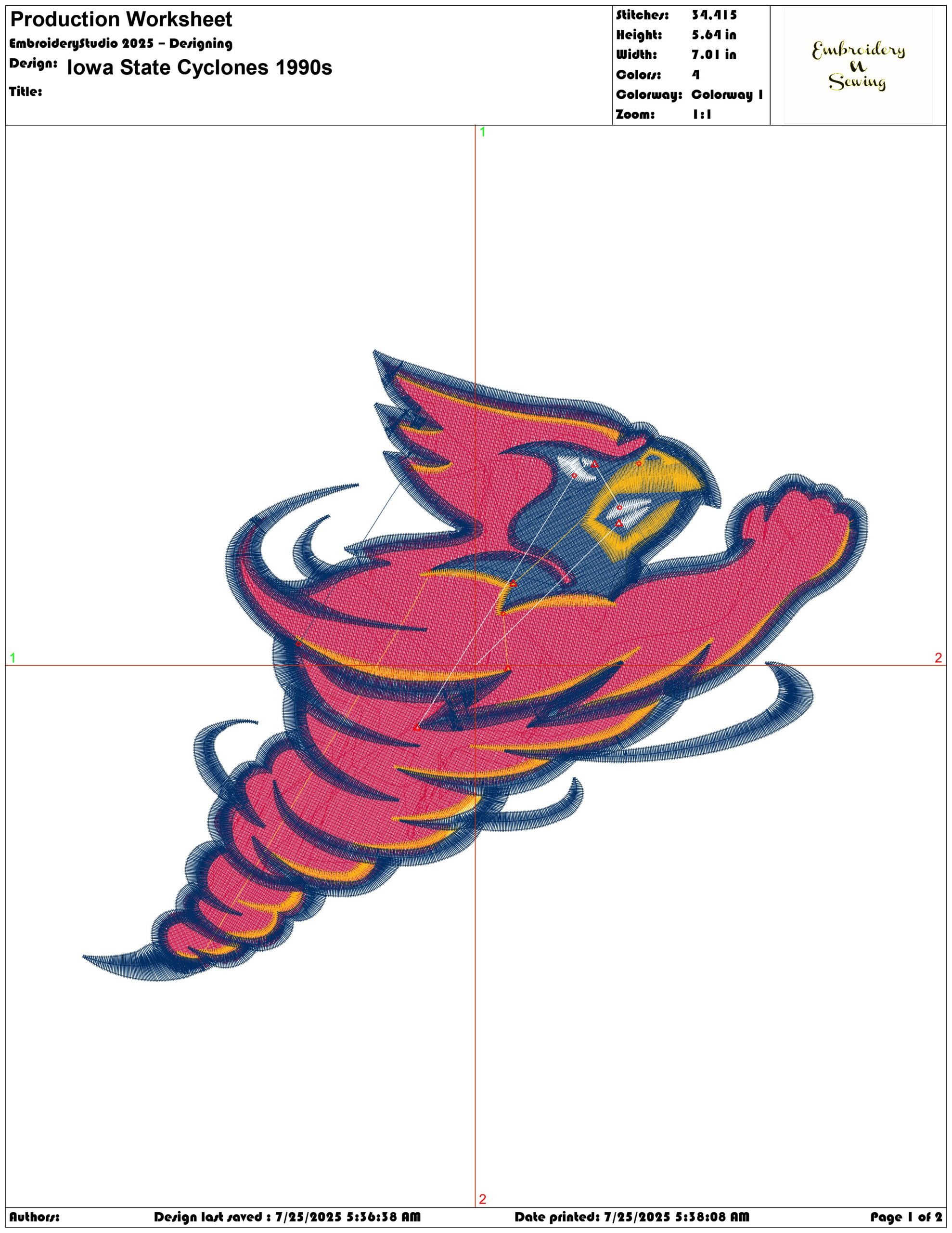 Iowa State Cyclones 1990 - Iowa State University Athletics Cyclones embroidery design - Logo embroidery machine pattern embroidery file — view 3