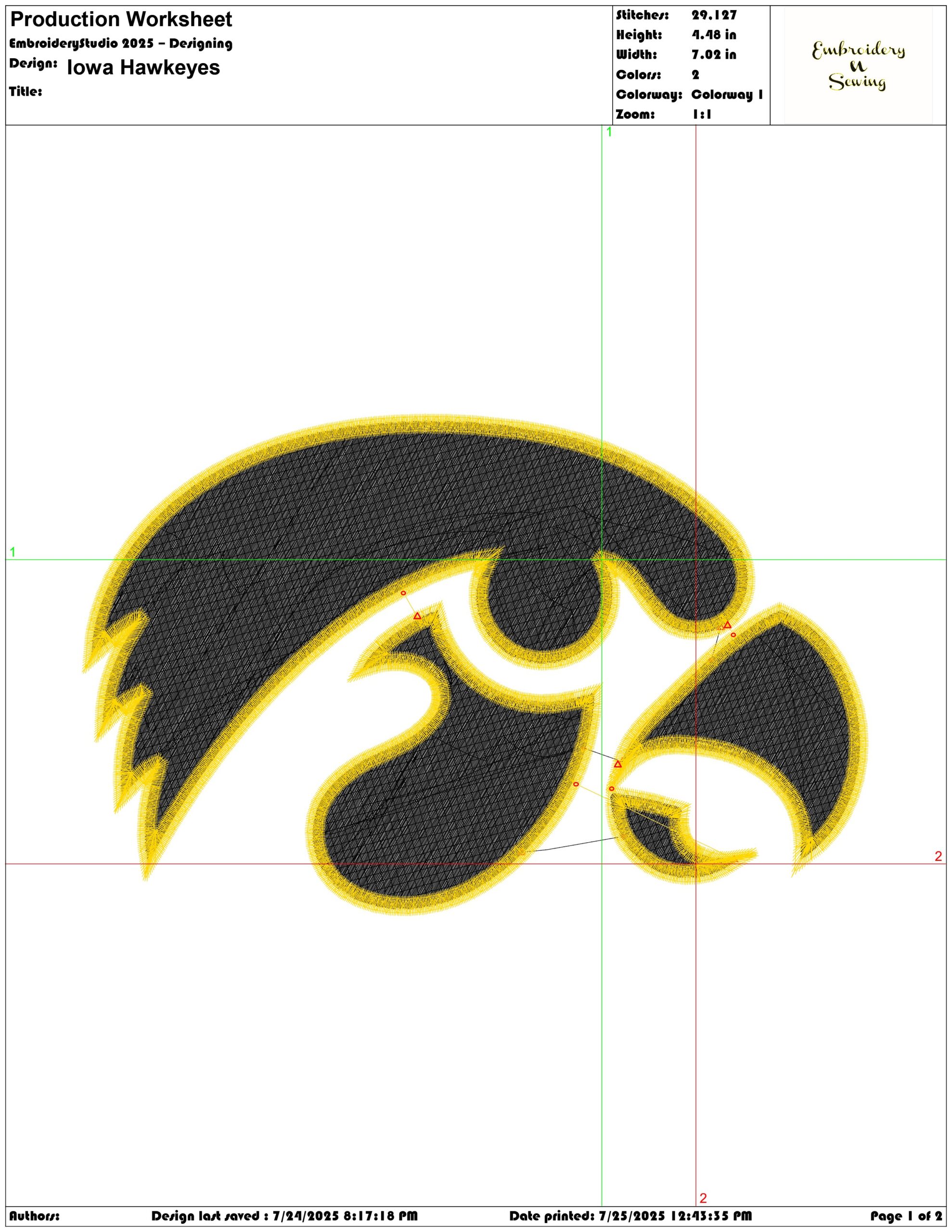 Iowa Hawkeyes - University of Hawkeyes embroidery design - Logo embroidery machine pattern embroidery file — view 3