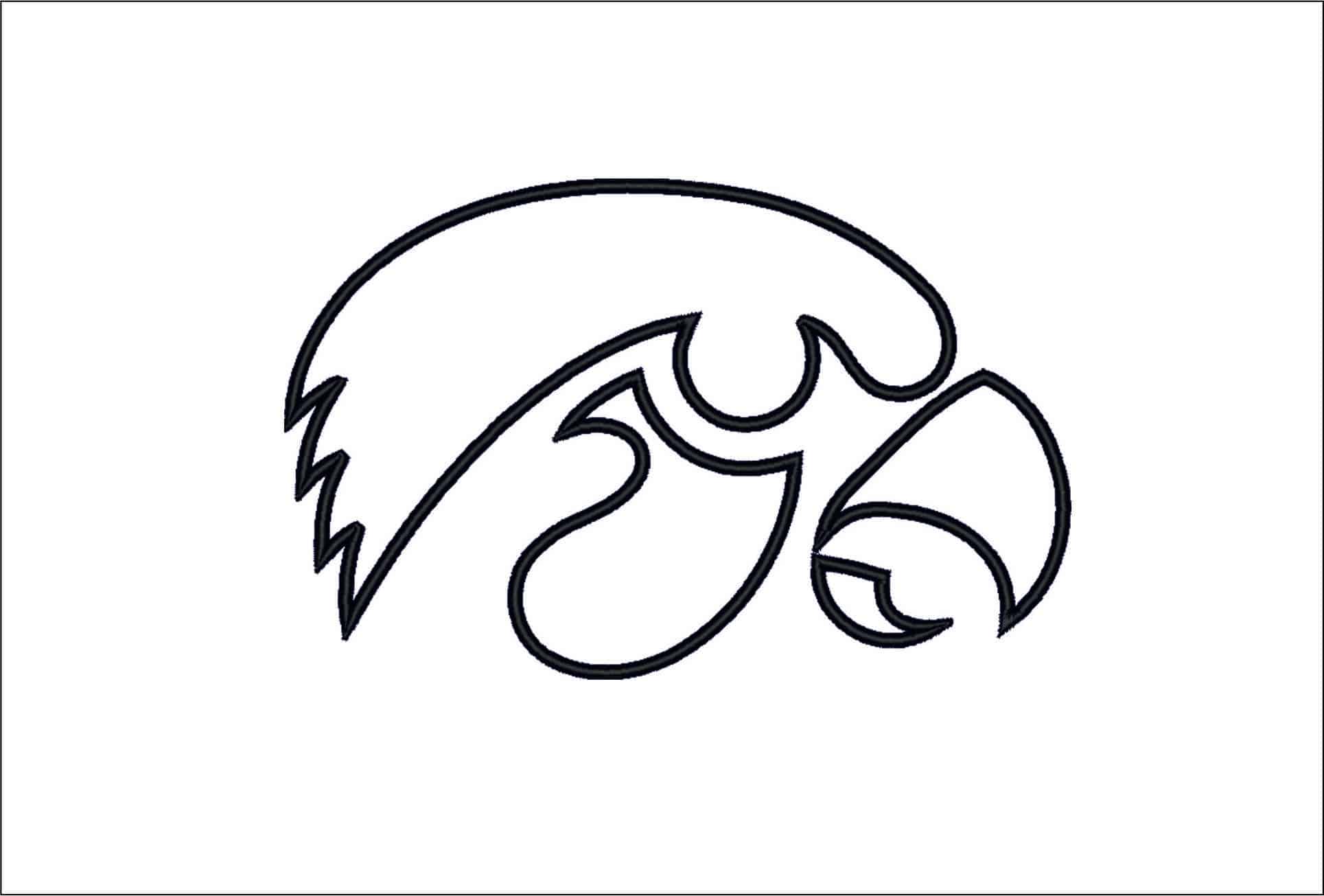 Iowa Hawkeyes Outline only - University of Iowa Hawkeyes embroidery design - Logo embroidery machine pattern embroidery file