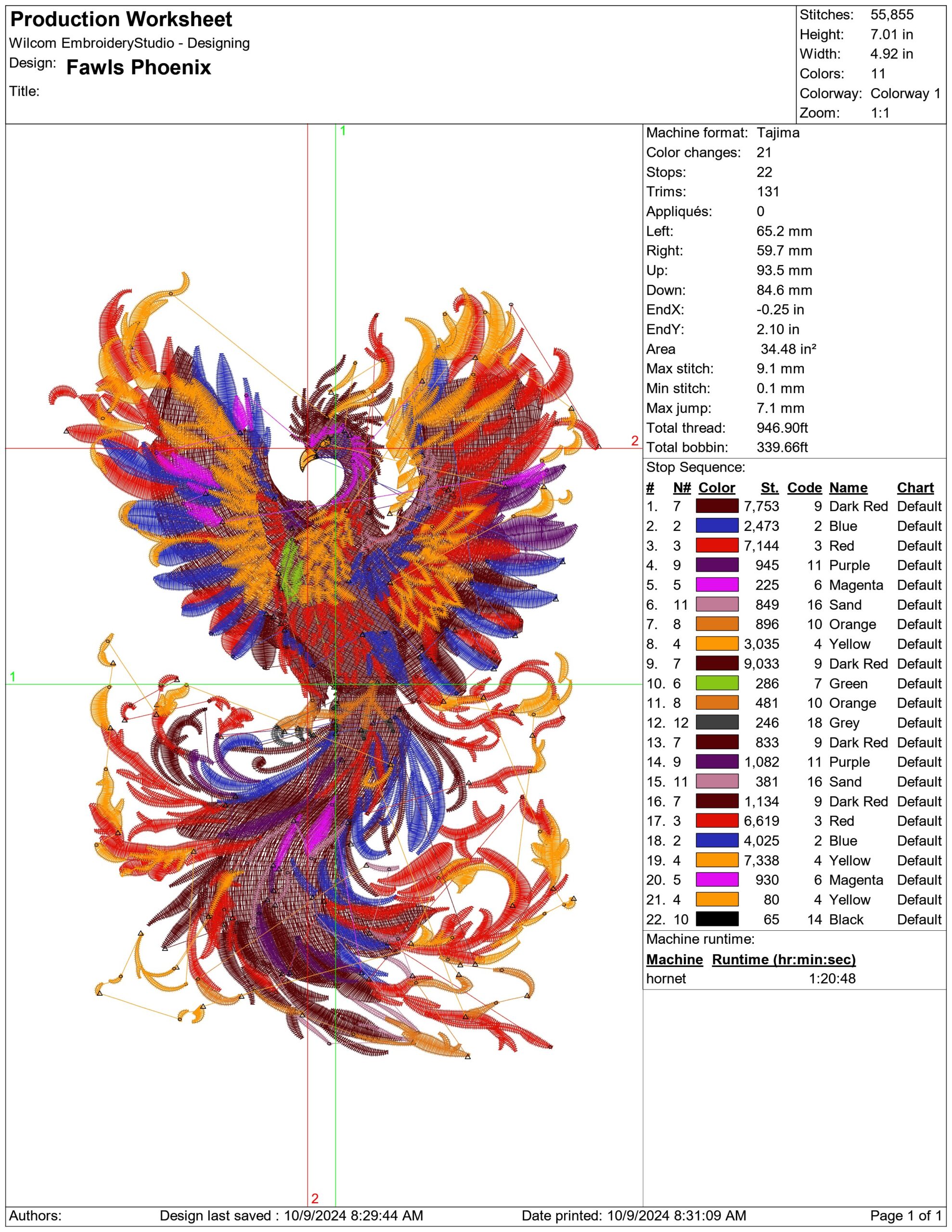 Fawls Phoenix- Elegant embroidery design file - instant download — view 2