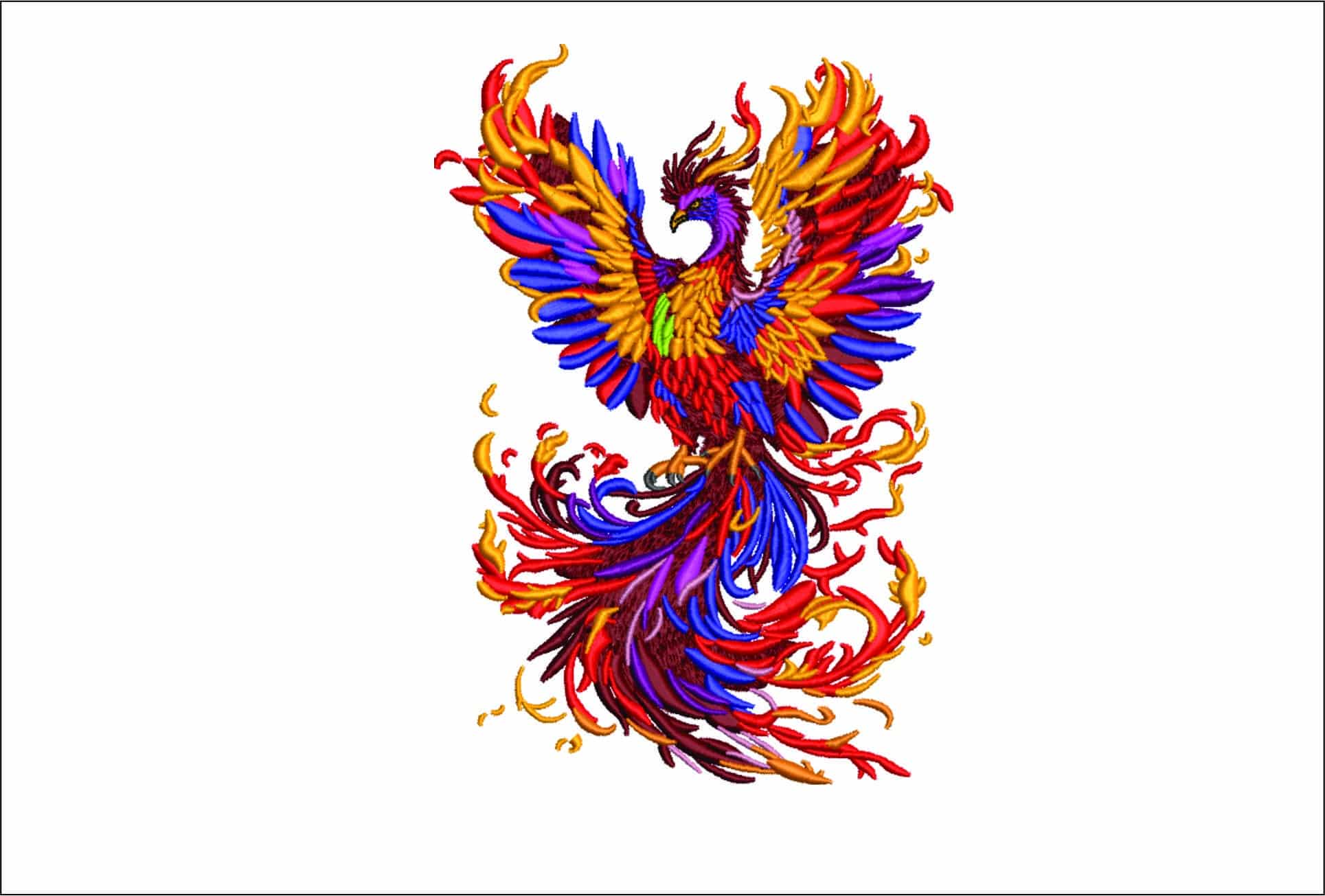Fawls Phoenix- Elegant embroidery design file - instant download