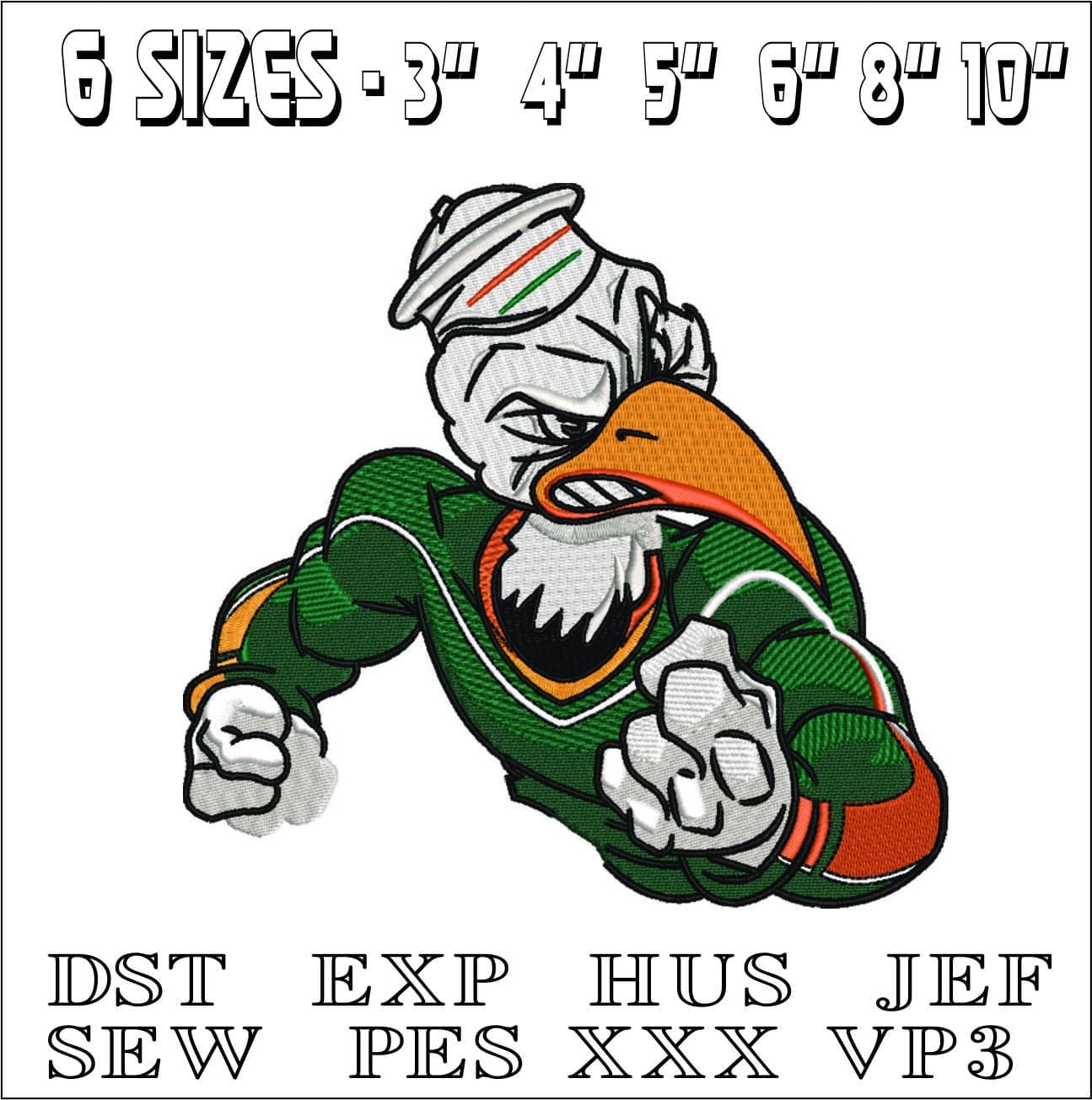 Fighting Ibis Mascot- Elegant embroidery design file - instant download — view 2