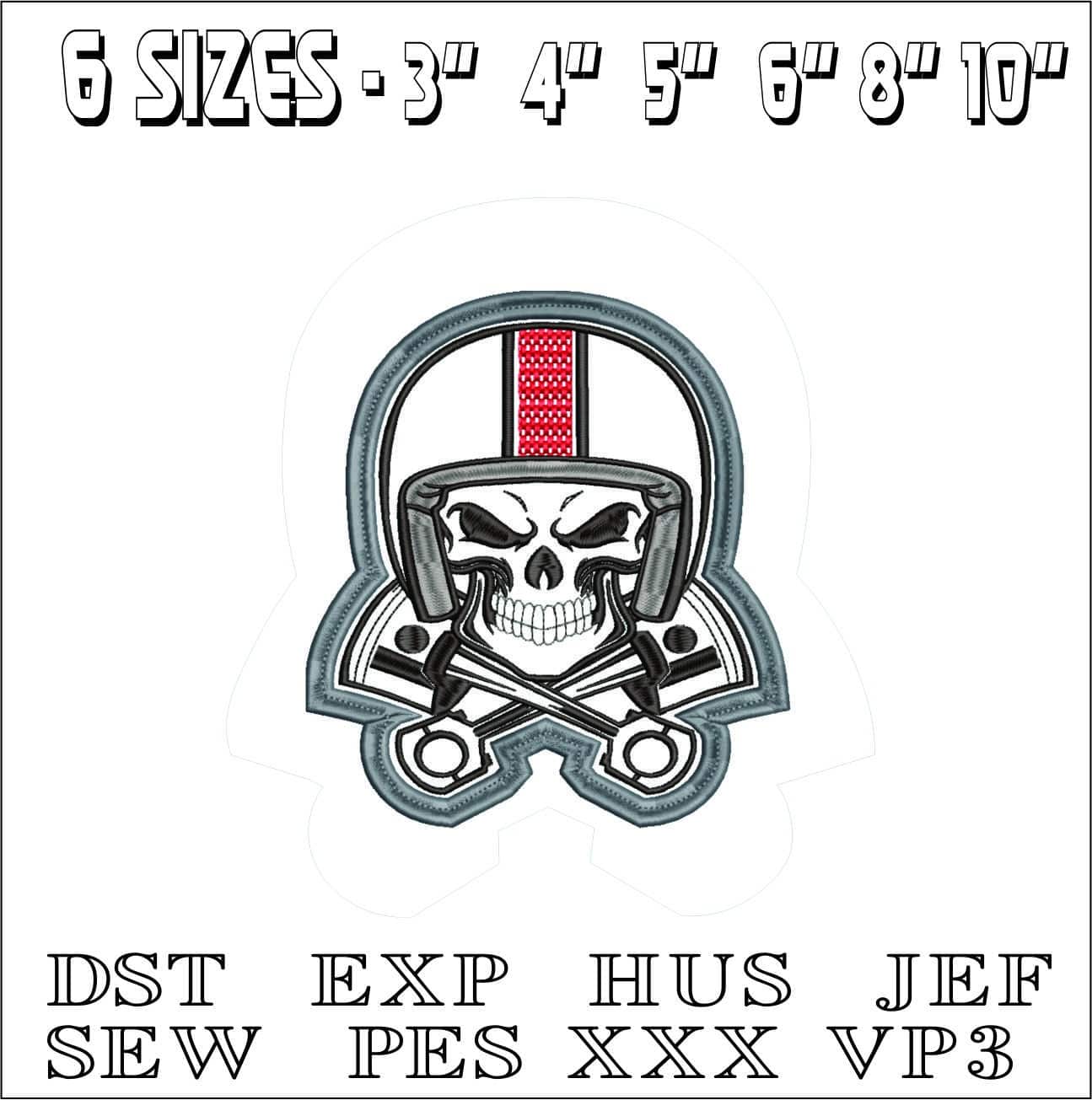 Figther Pilot Skull- Elegant embroidery design file - instant download — view 2