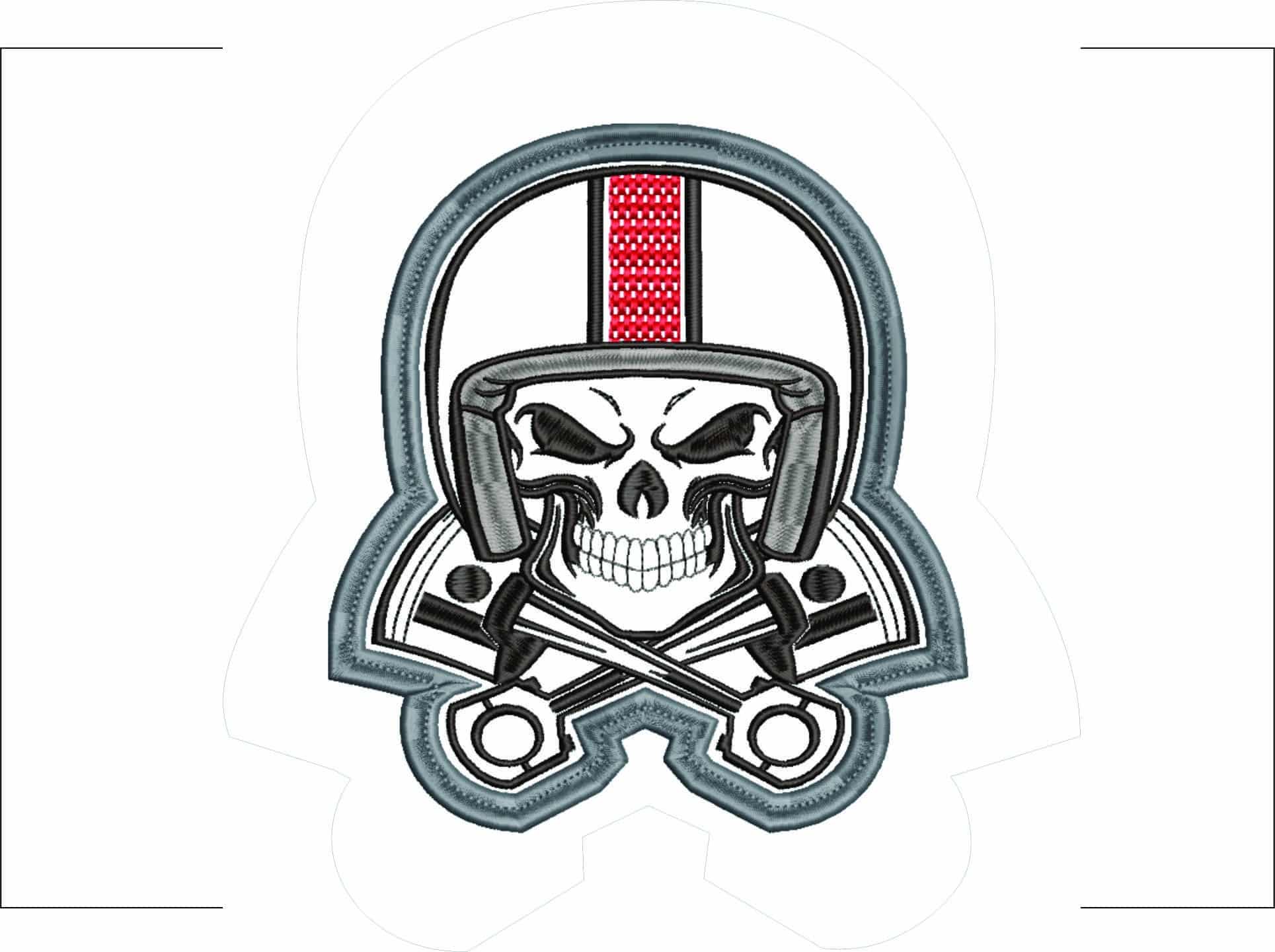 Figther Pilot Skull- Elegant embroidery design file - instant download