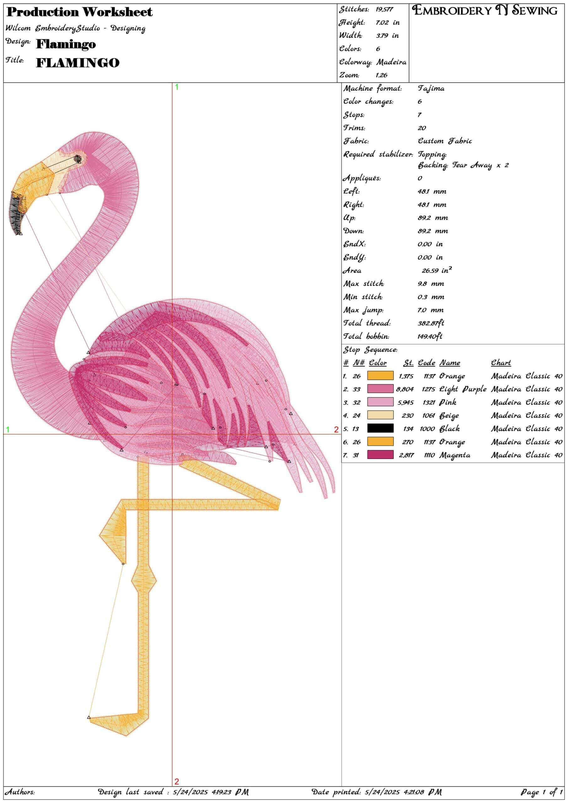 Flamingo- Elegant embroidery design file - instant download — view 3