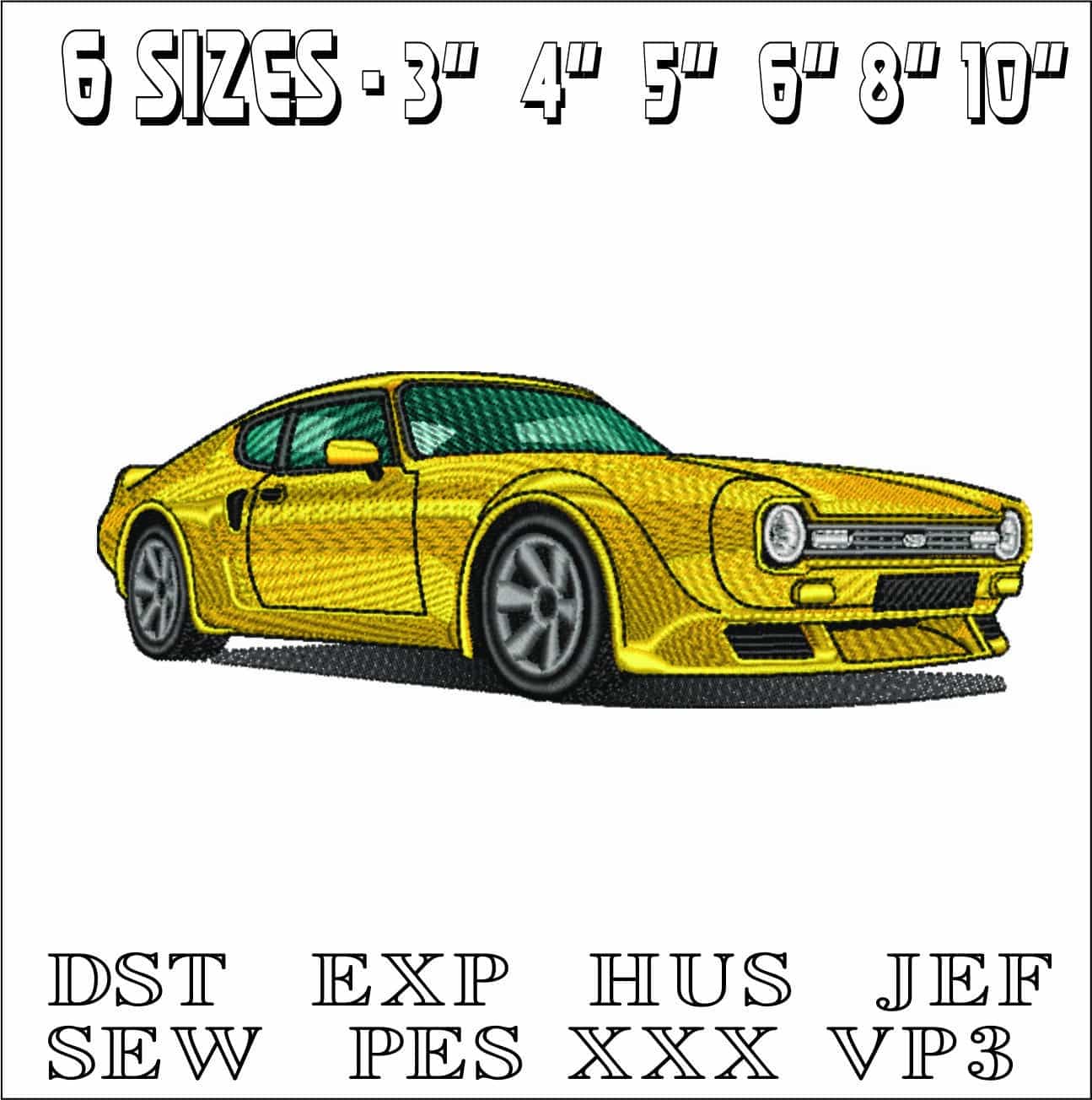 Ford Capri Original with wide body- Elegant embroidery design file - instant download — view 2