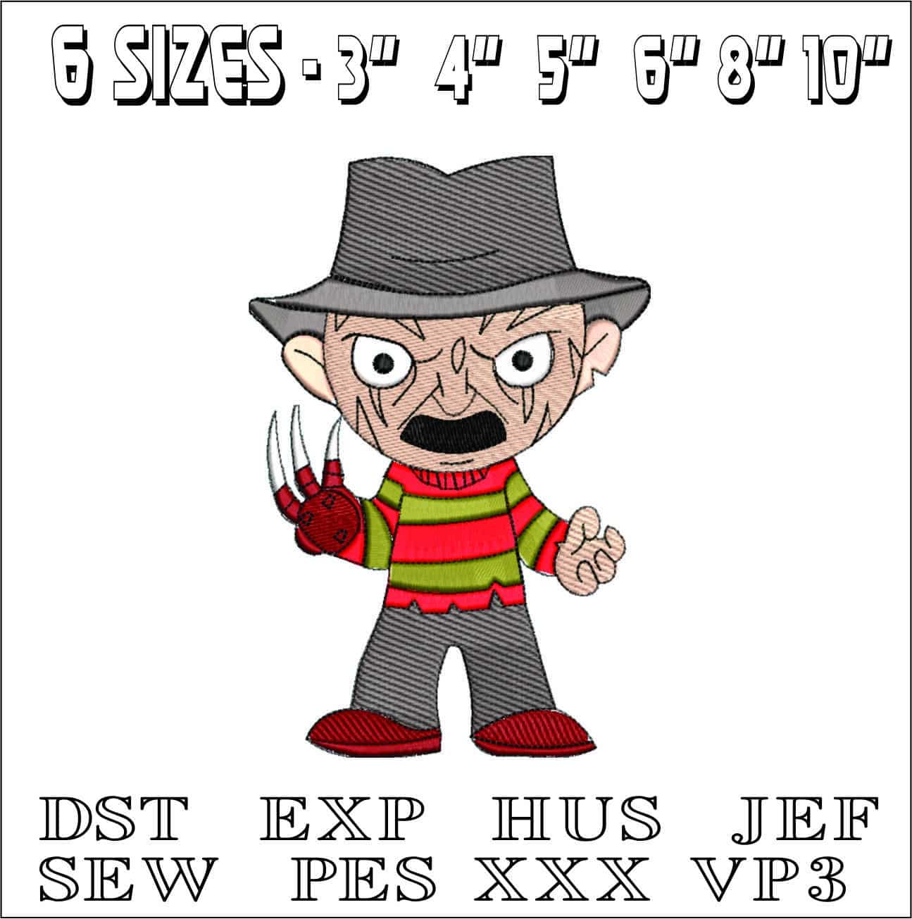 Freddie Halloween- Elegant embroidery design file - instant download — view 2