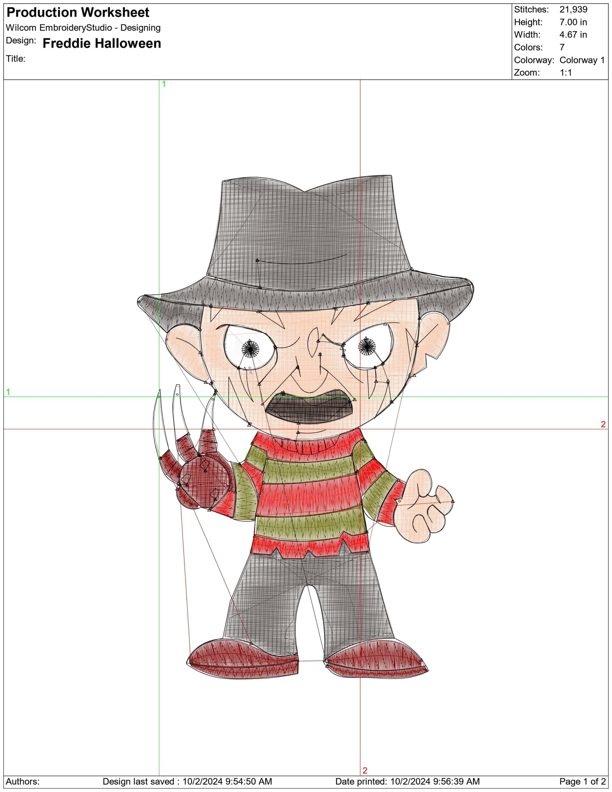 Freddie Halloween- Elegant embroidery design file - instant download — view 4