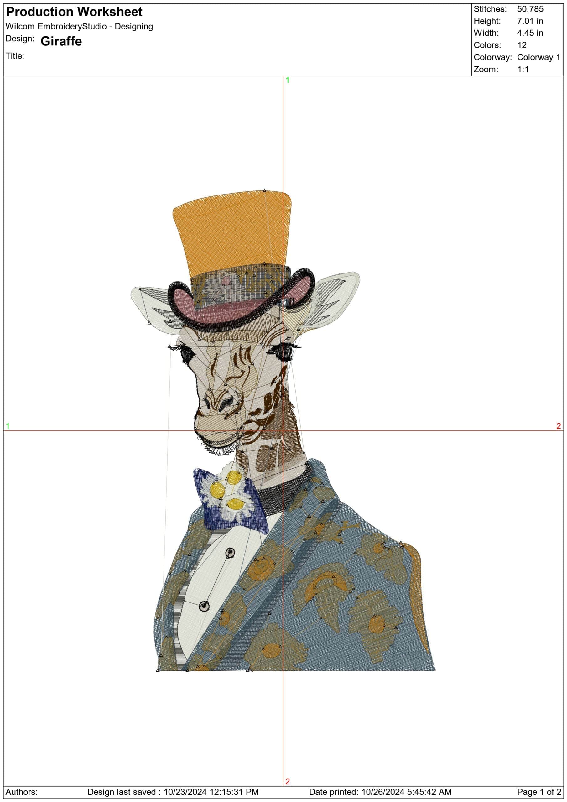 Giraffe- Elegant embroidery design file - instant download — view 3