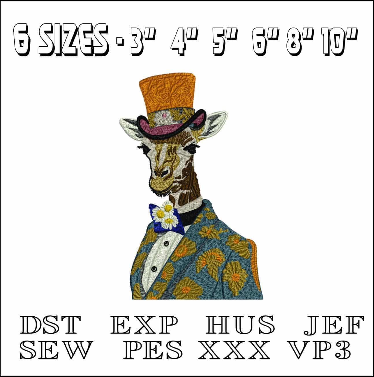 Giraffe- Elegant embroidery design file - instant download — view 2