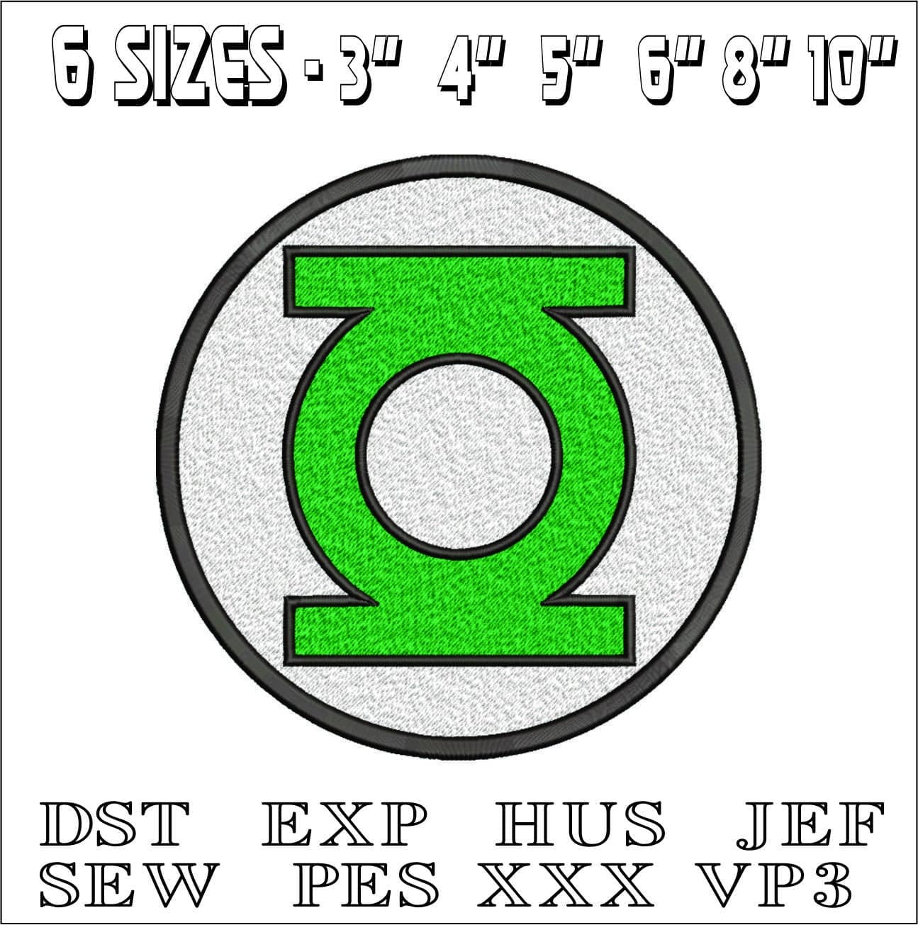 Green Lattern Sign- Elegant embroidery design file - instant download — view 2
