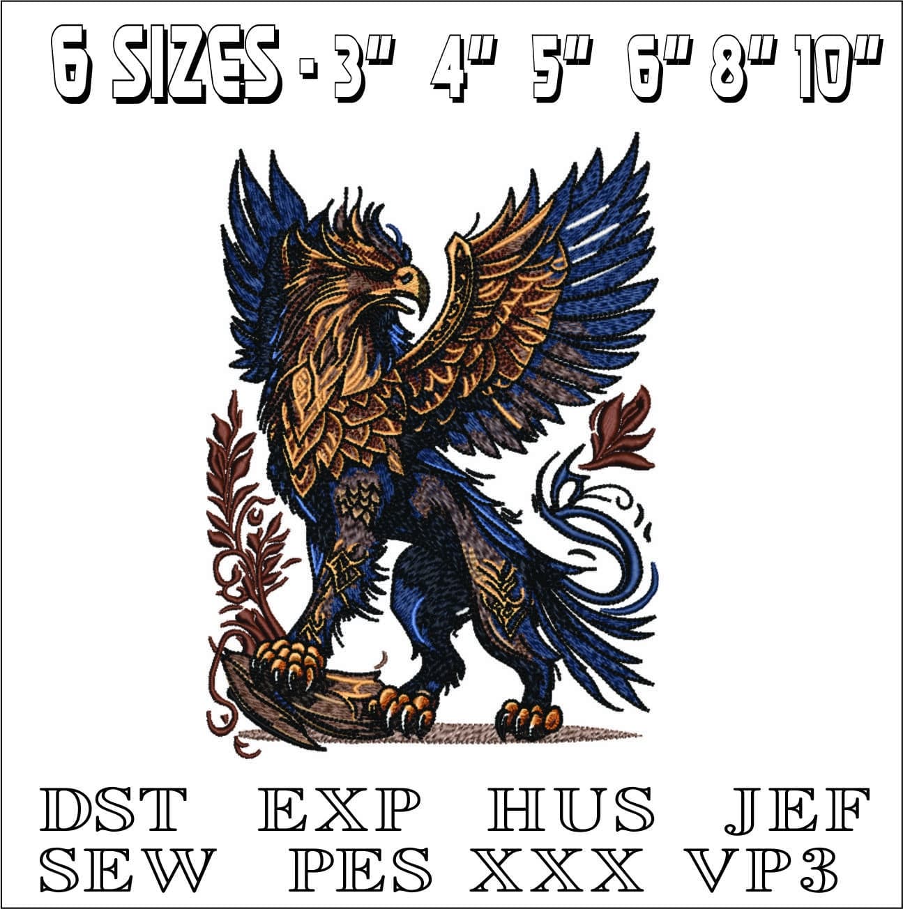 Griffin Mythical Beast- Elegant embroidery design file - instant download — view 2