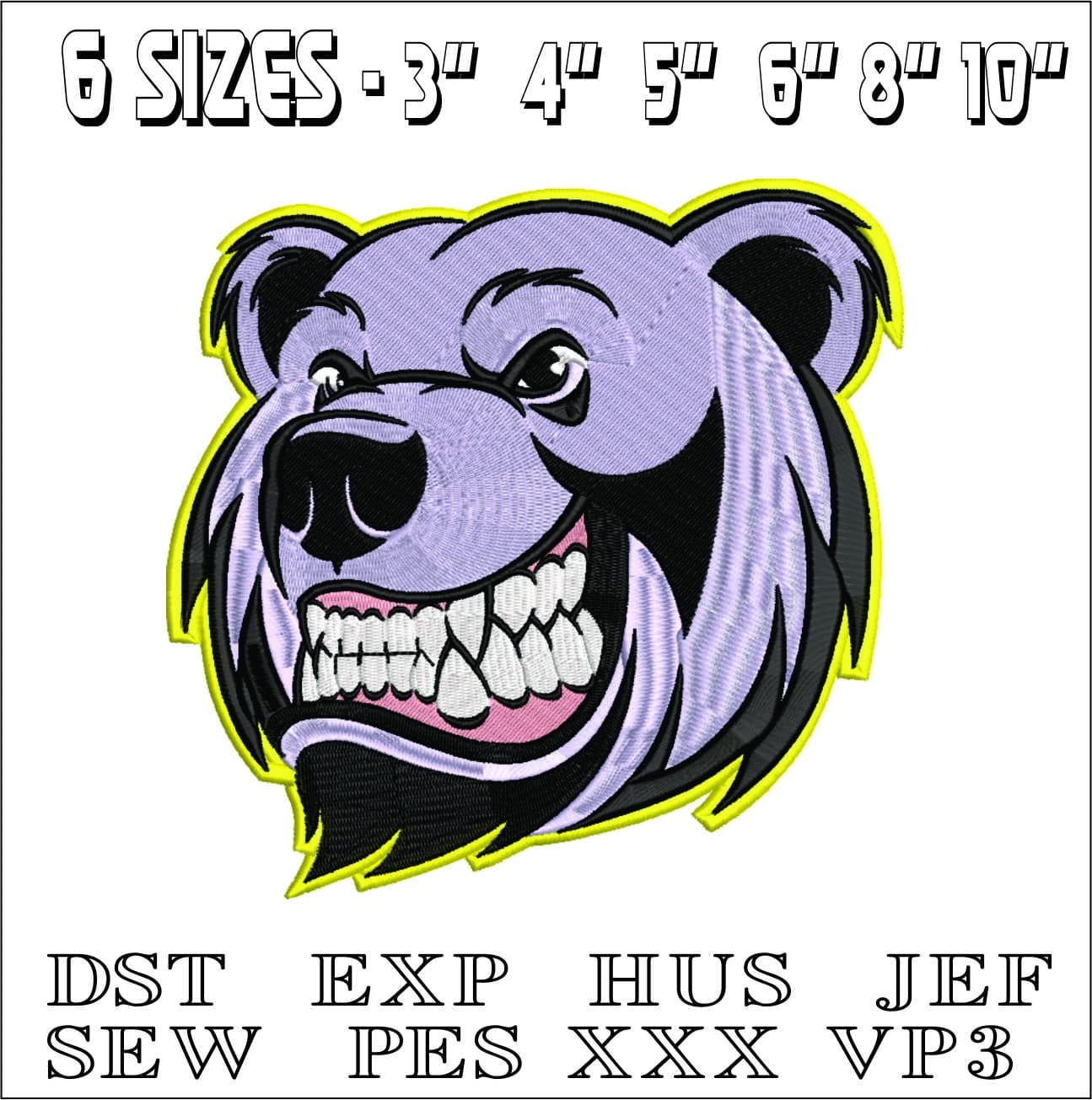 Grizzly Bear- Elegant embroidery design file - instant download — view 2