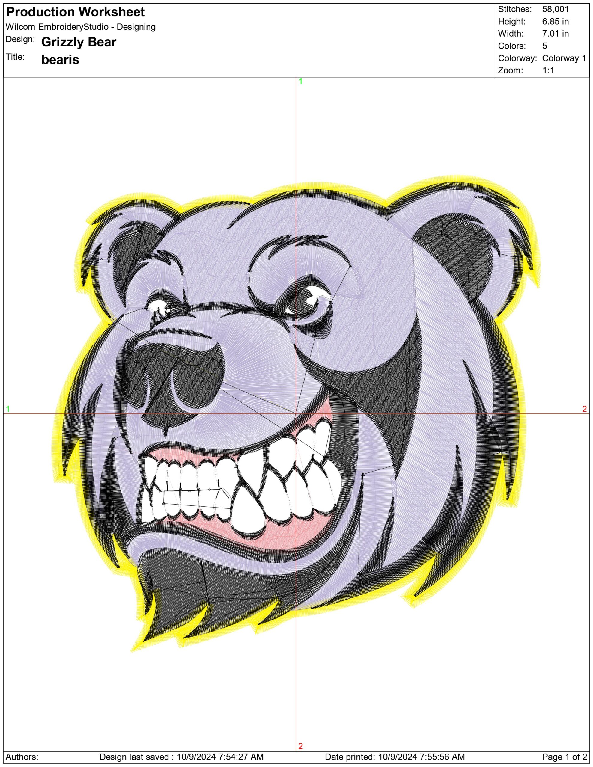 Grizzly Bear- Elegant embroidery design file - instant download — view 4
