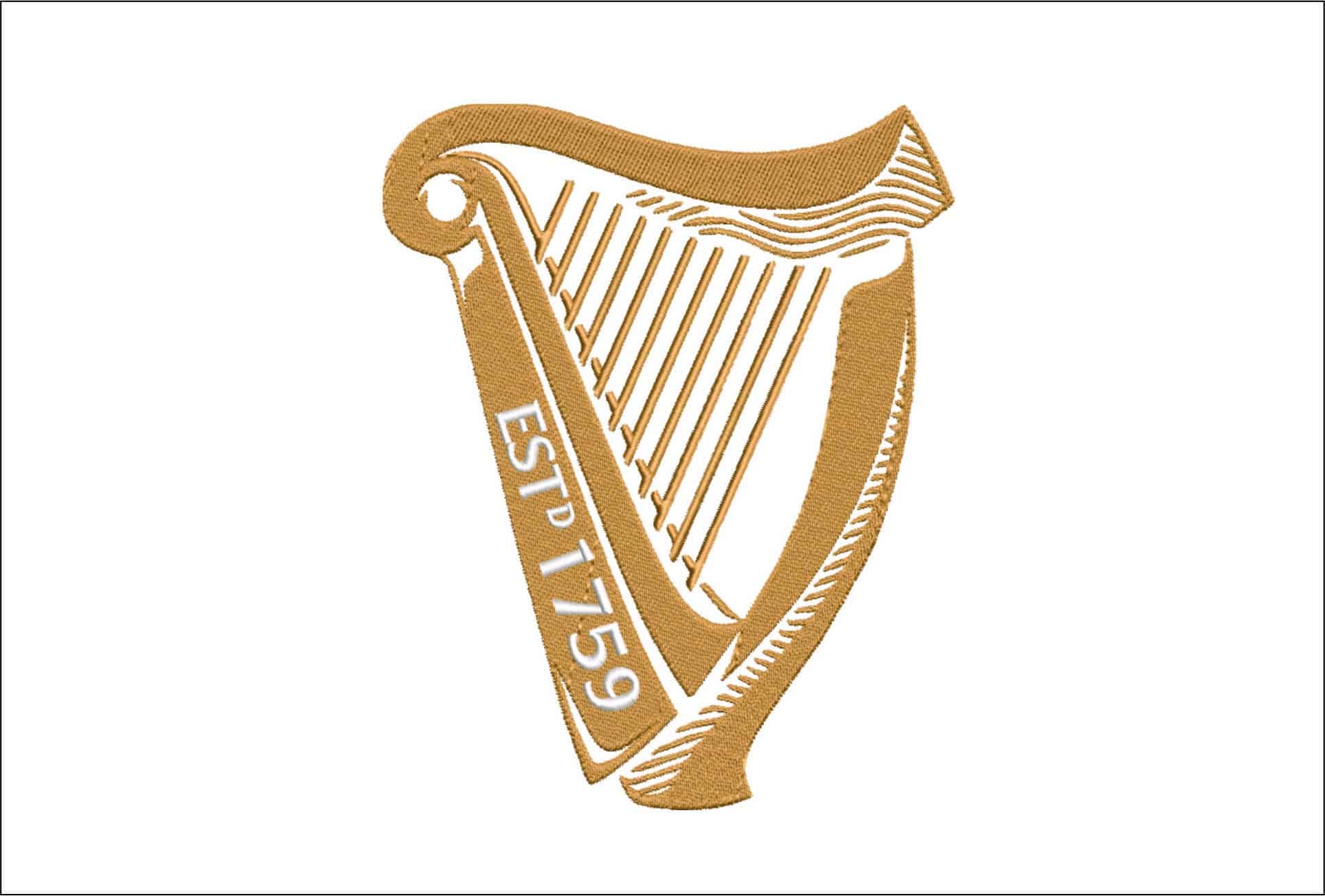 Guiness Harp Only- Elegant embroidery design file - instant download