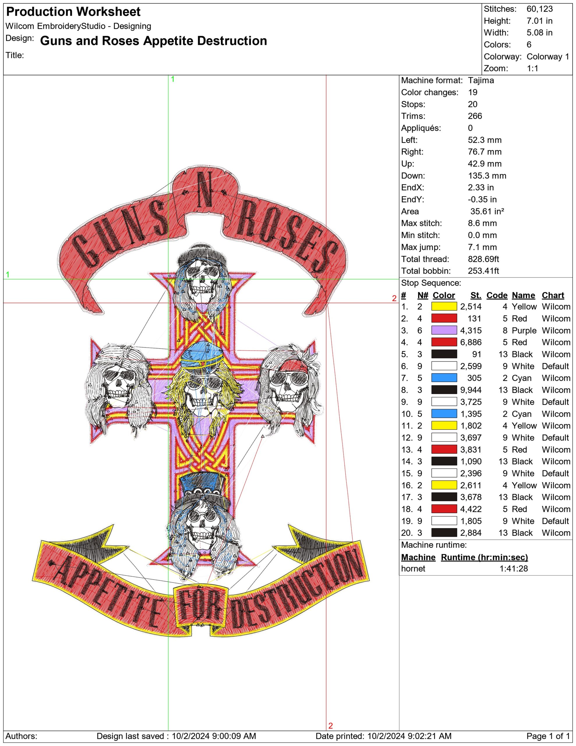 Guns and Roses Appetite Destruction- Elegant embroidery design file - instant download — view 3