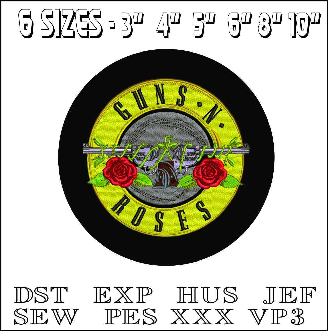 Guns N Roses Yellow- Elegant embroidery design file - instant download — view 2