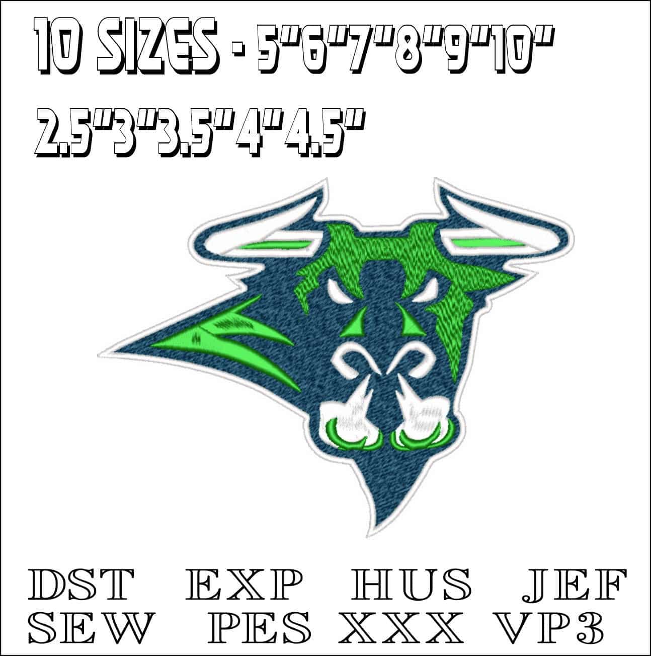 Mason City Toros Bull Logo - Iowa Mason City Junior Ice Hockey embroidery design - Logo embroidery machine pattern embroidery file — view 2