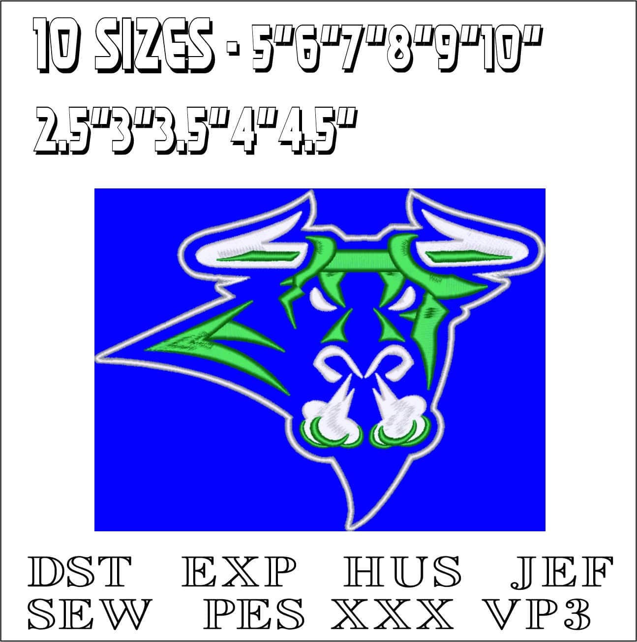 Mason City Toros Bull Appliques Logo - Iowa Mason City Junior Ice Hockey embroidery design - Logo embroidery machine pattern embroidery file — view 2