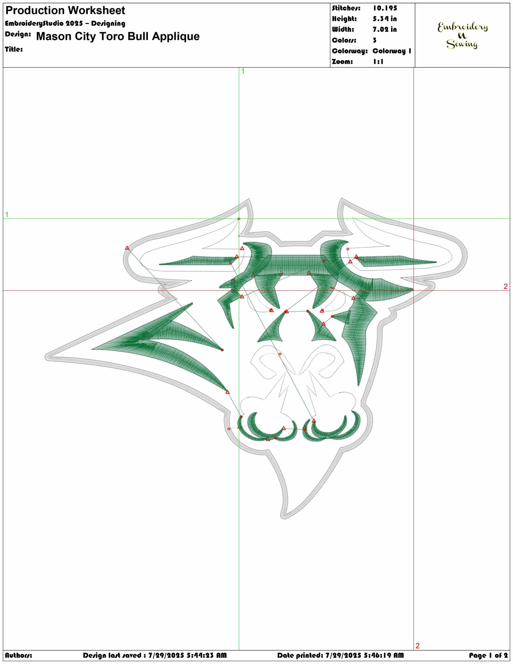 Mason City Toros Bull Appliques Logo - Iowa Mason City Junior Ice Hockey embroidery design - Logo embroidery machine pattern embroidery file — view 3