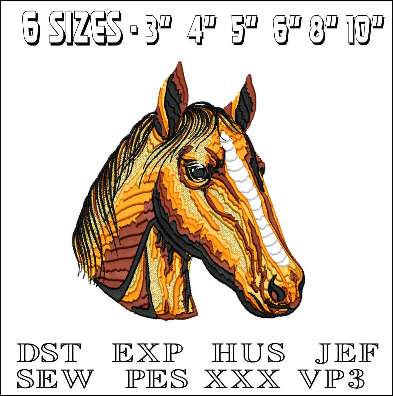 Head of a Horse- Elegant embroidery design file - instant download — view 2