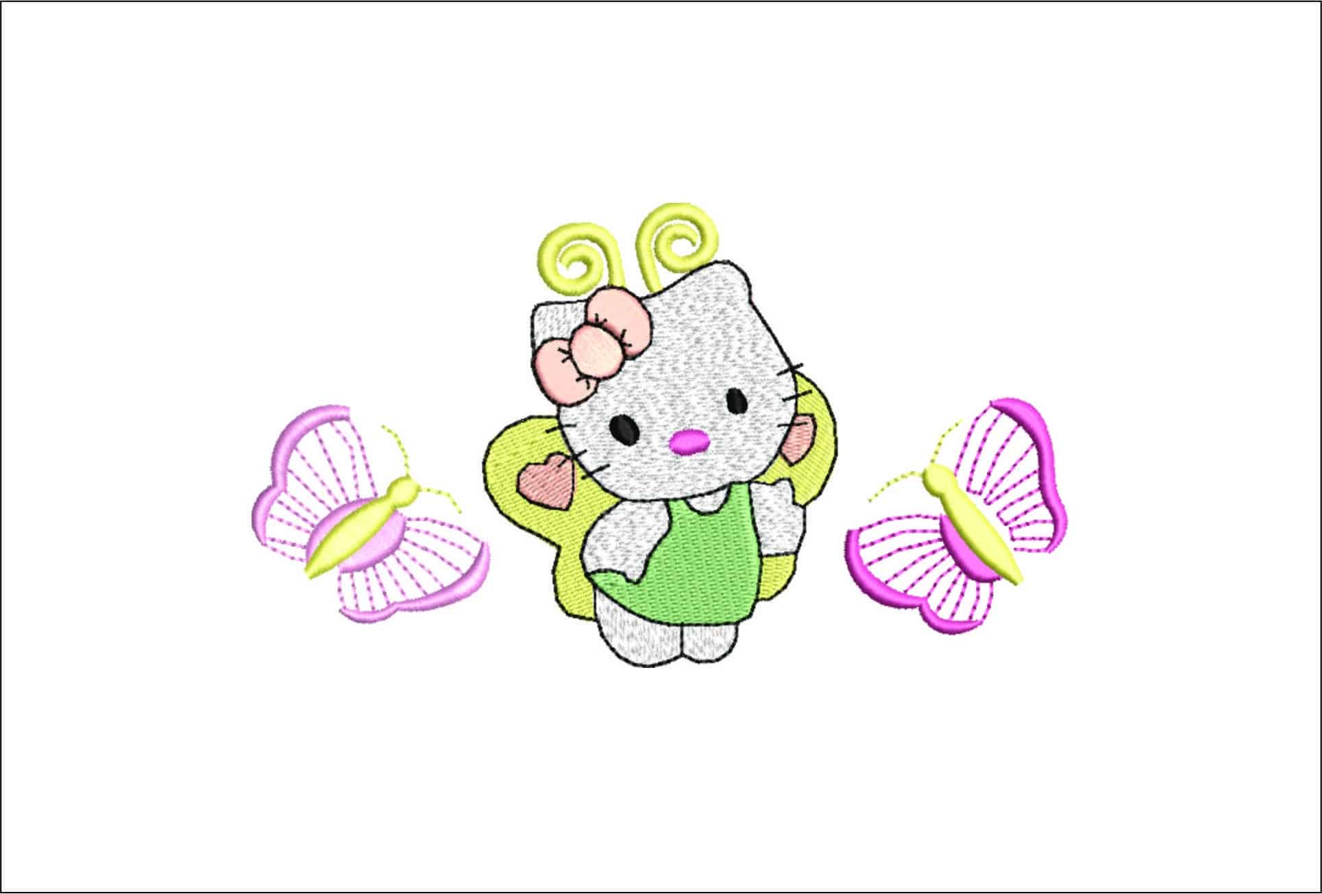 Hello Kitty Butterfly- Elegant embroidery design file - instant download
