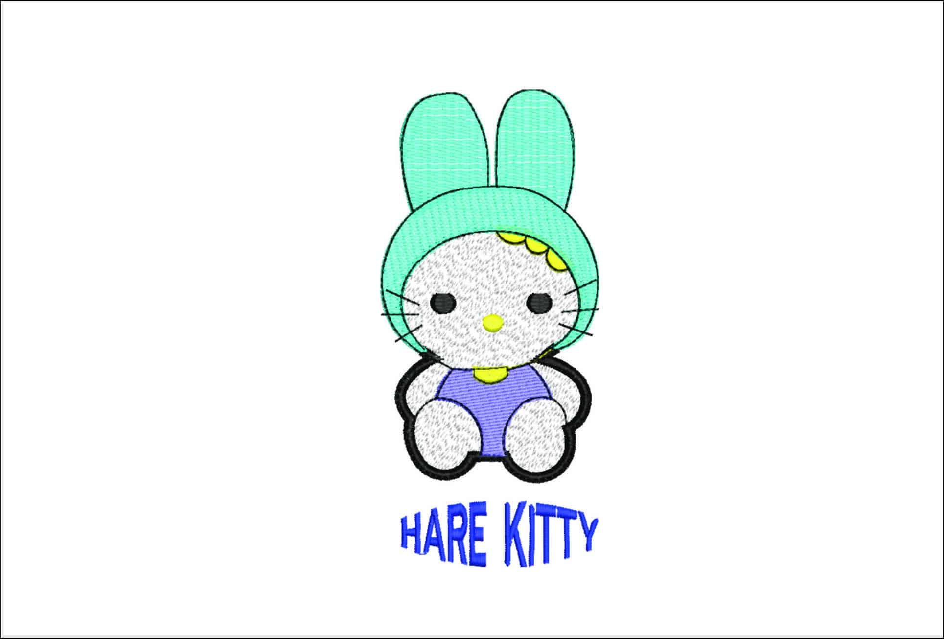 Hello Kitty Hare- Elegant embroidery design file - instant download