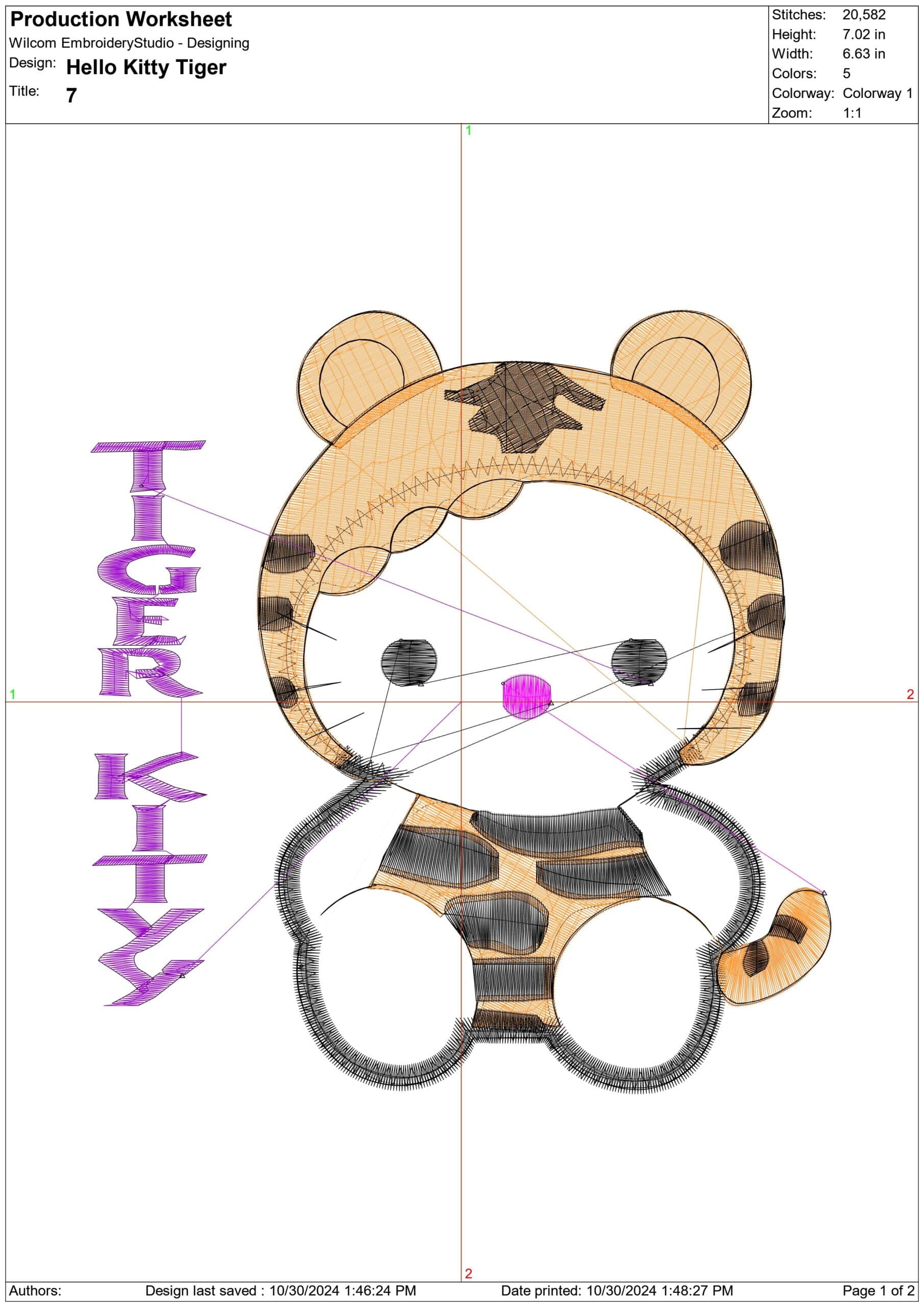 Hello Kitty Tiger- Elegant embroidery design file - instant download — view 4