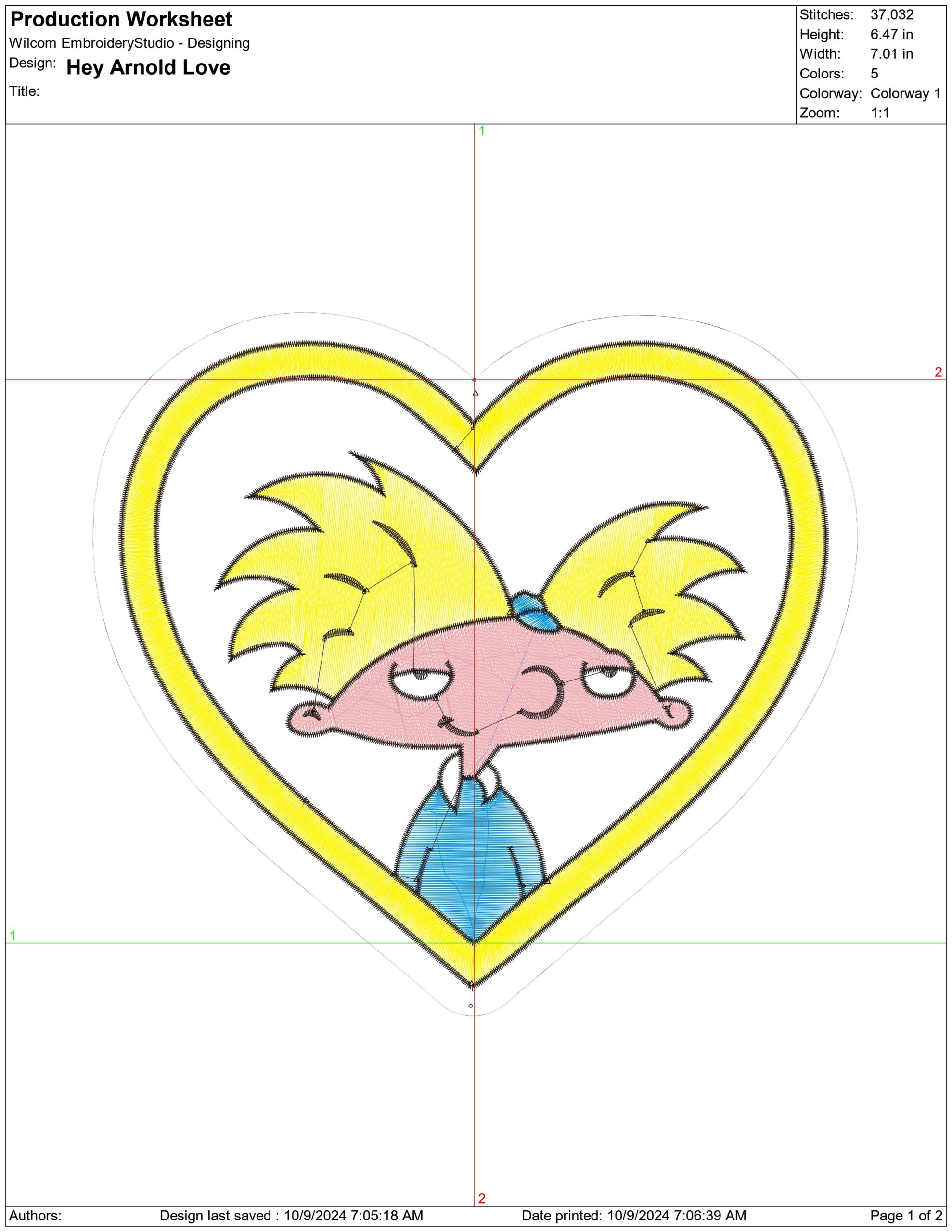 Hey Arnold Love- Elegant embroidery design file - instant download — view 3