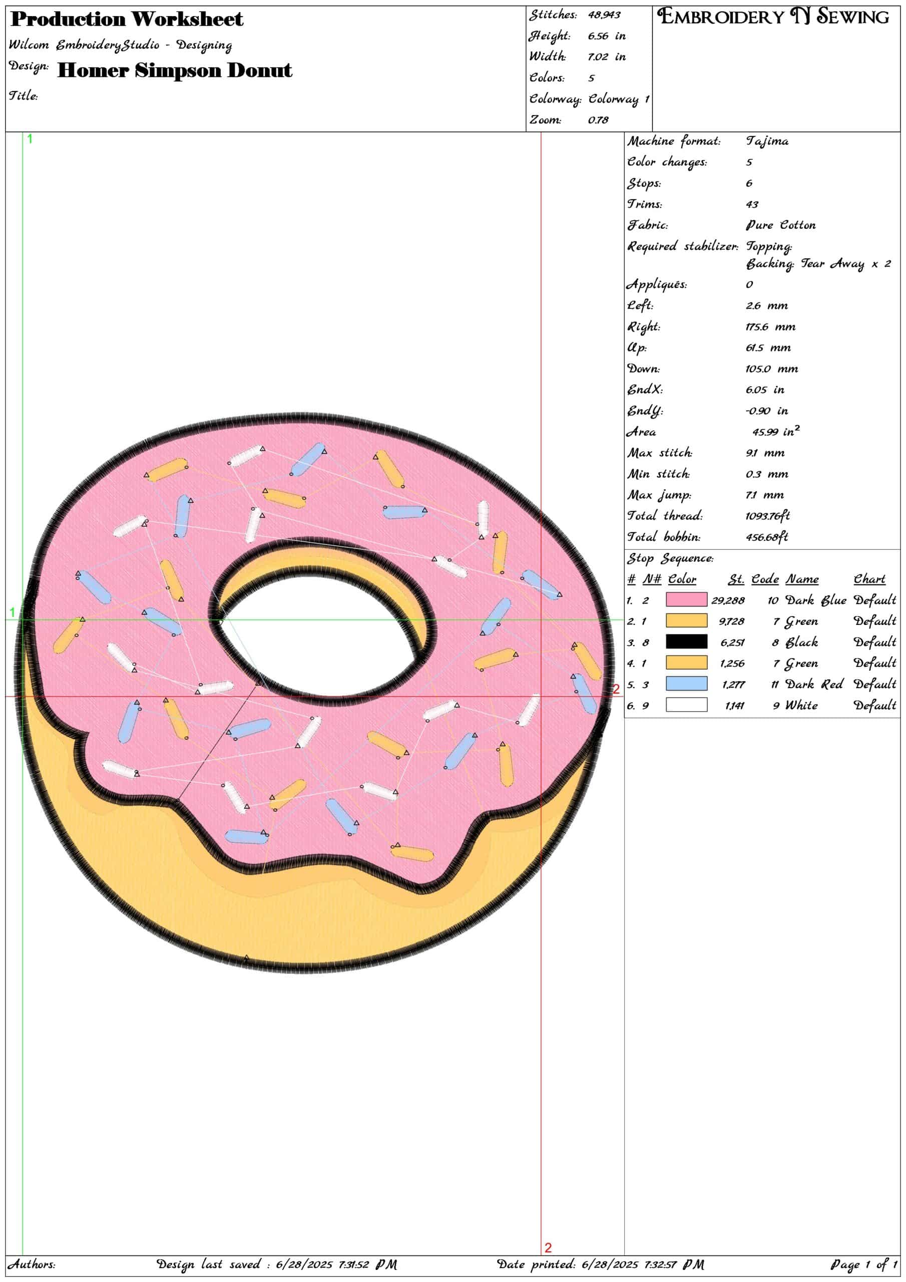 Homer Simpson Donut- Elegant embroidery design file - instant download — view 3