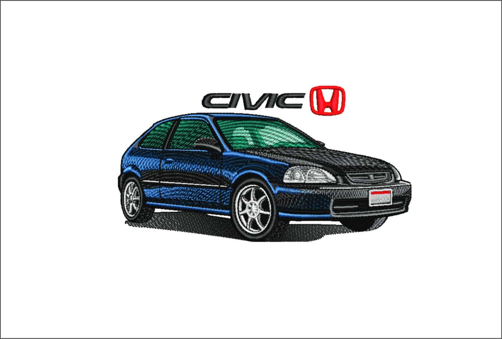 Honda Civic Mk 1 with Logo- Elegant embroidery design file - instant download
