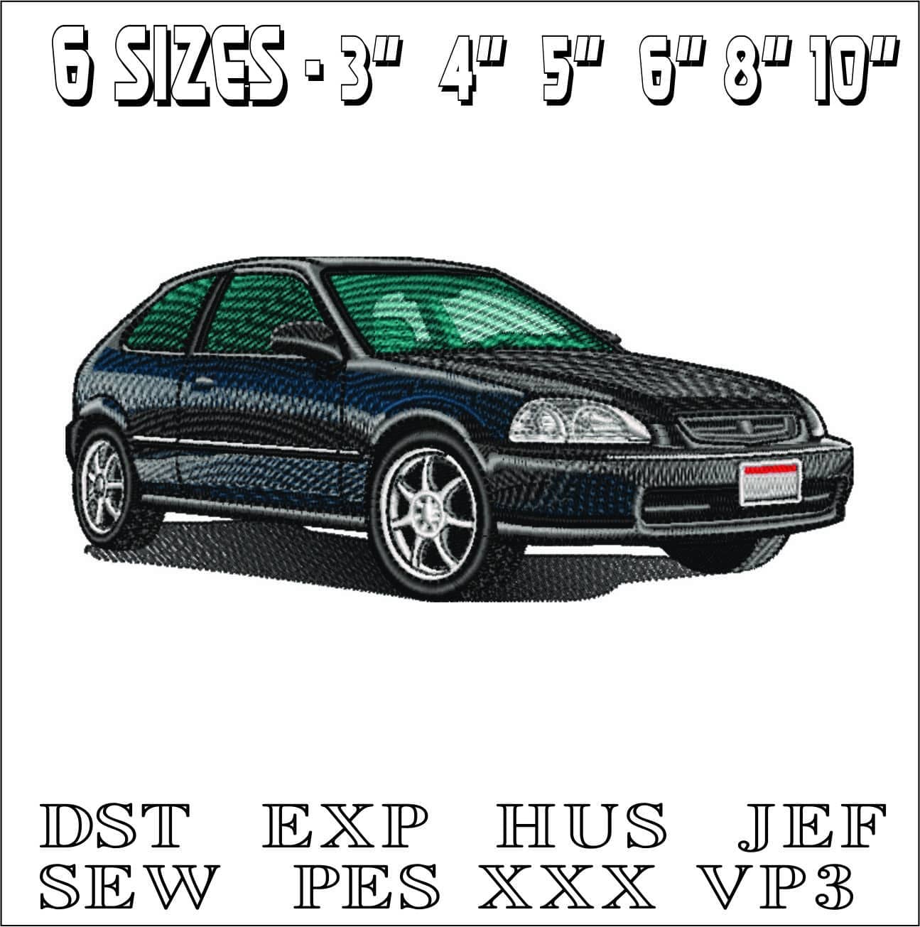 Honda Civic no Name- Elegant embroidery design file - instant download — view 2