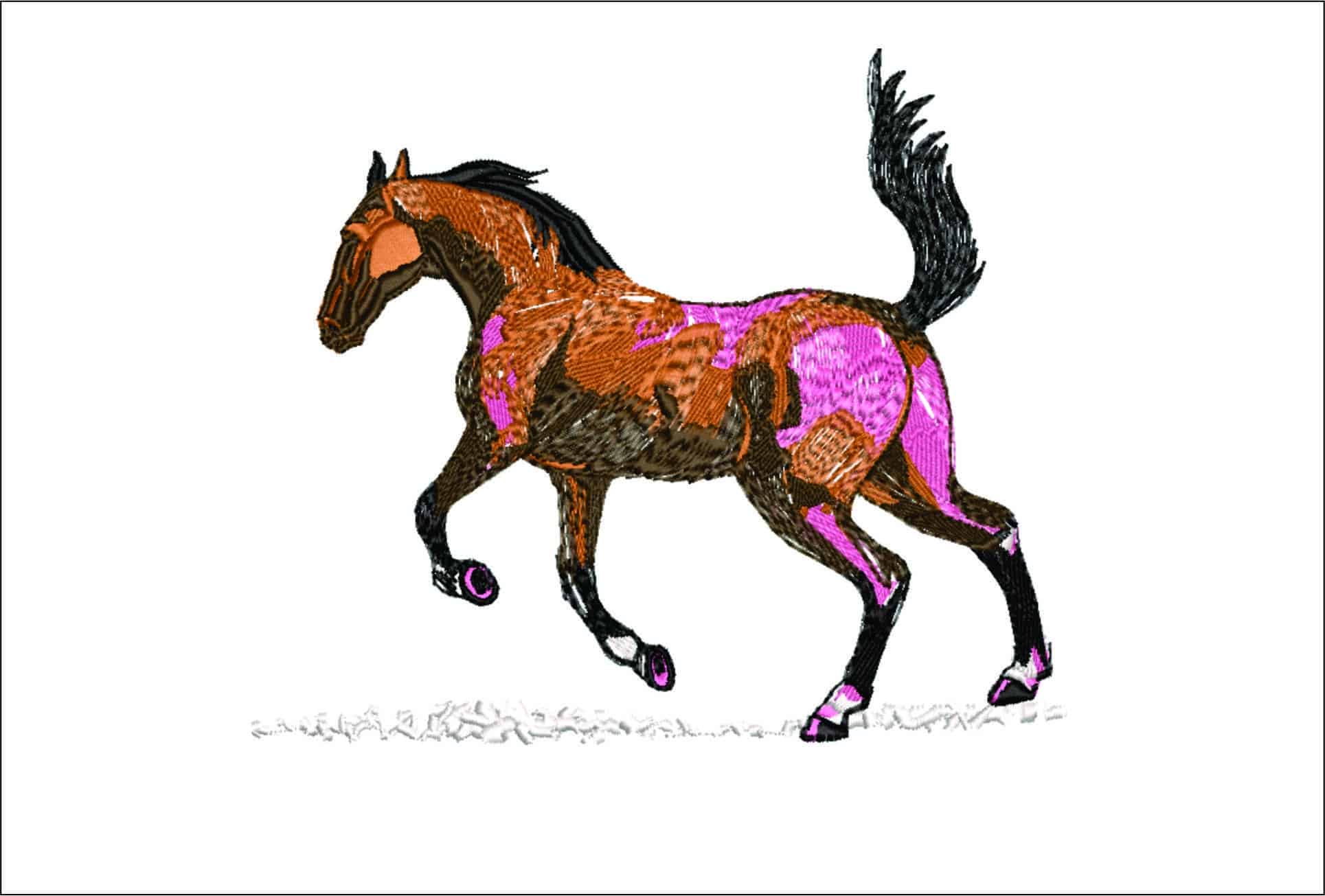 Horse on Grass- Elegant embroidery design file - instant download