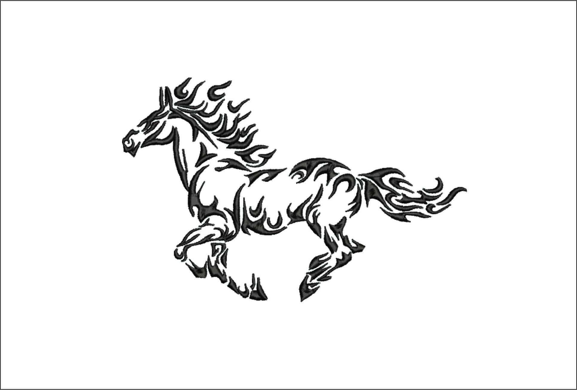 Horse Outline run- Elegant embroidery design file - instant download