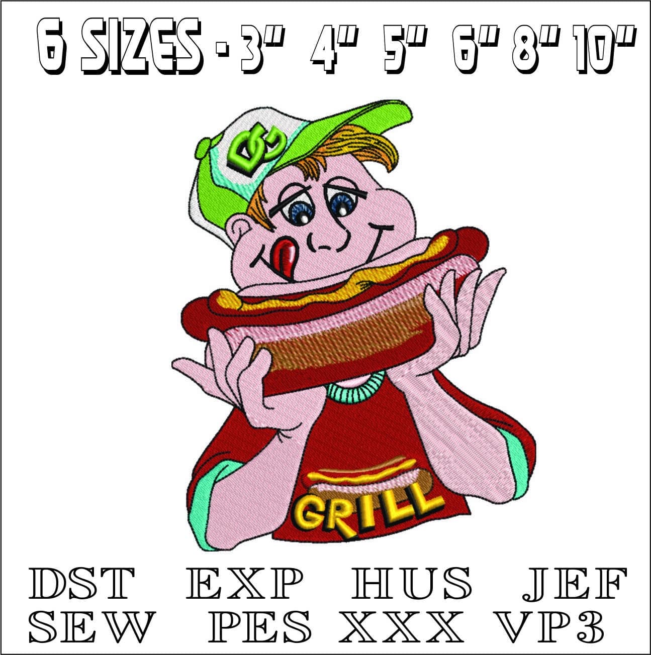 Hotdog Eater- Elegant embroidery design file - instant download — view 2