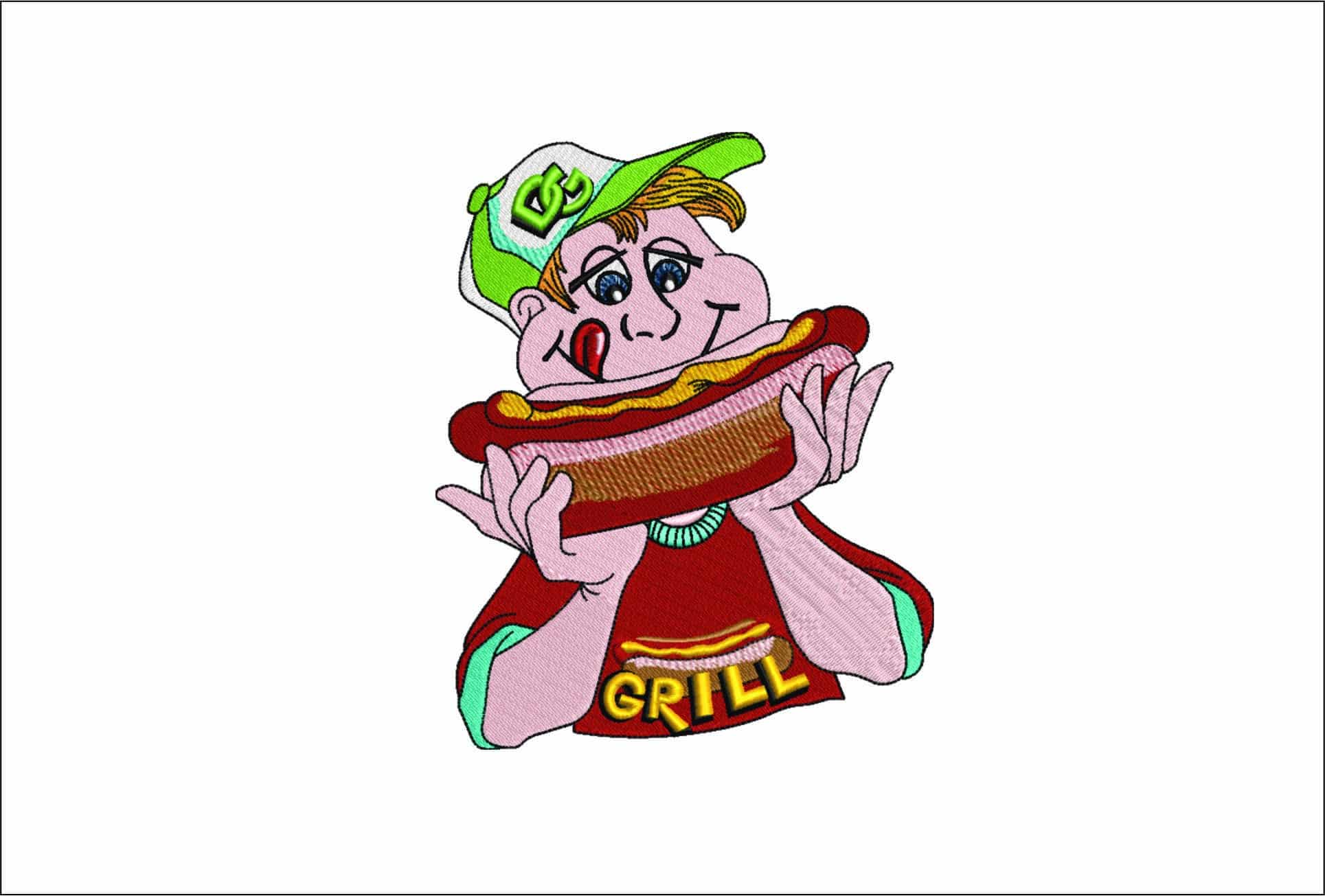 Hotdog Eater- Elegant embroidery design file - instant download