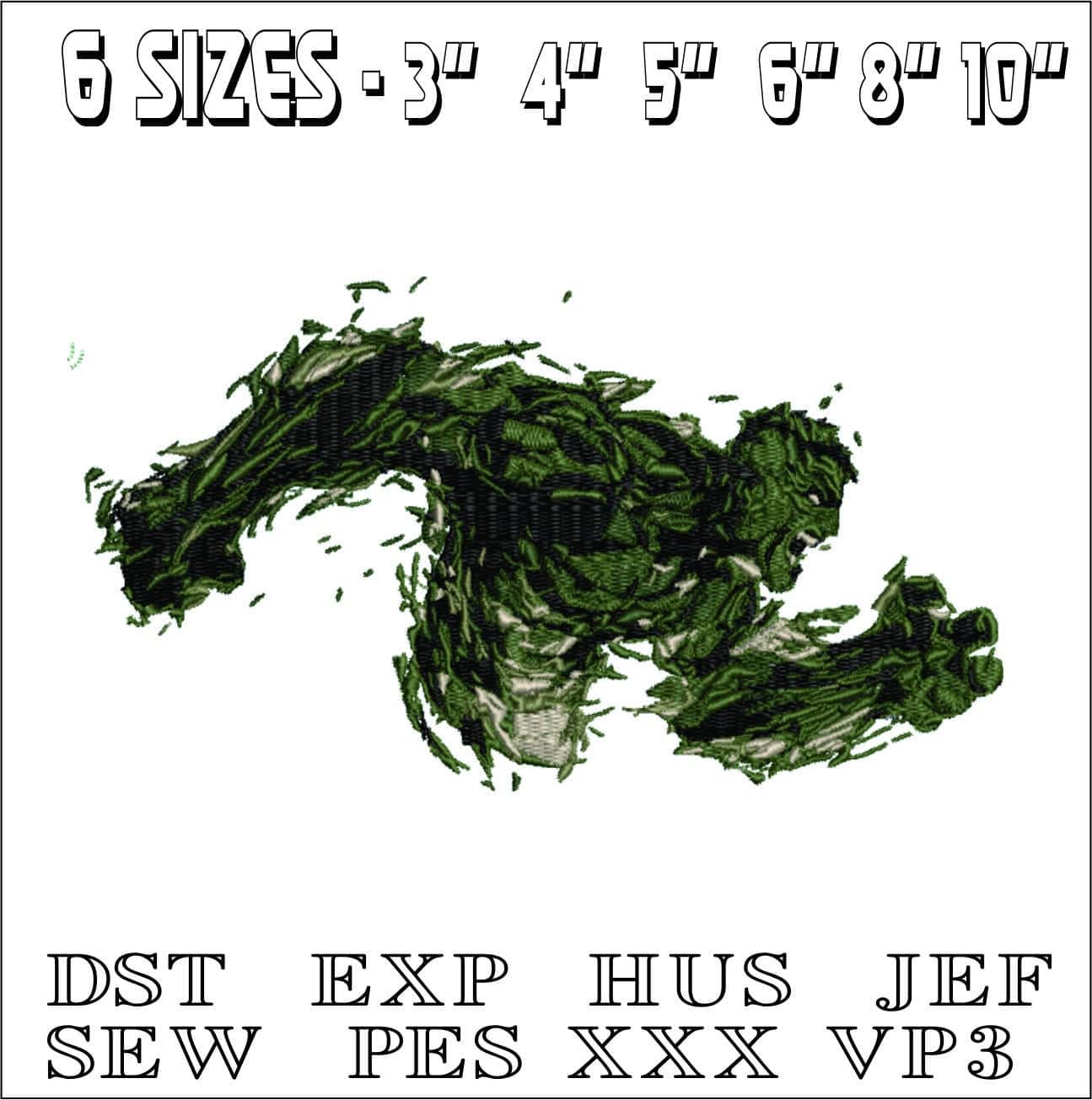 Hulk in flow- Elegant embroidery design file - instant download — view 2