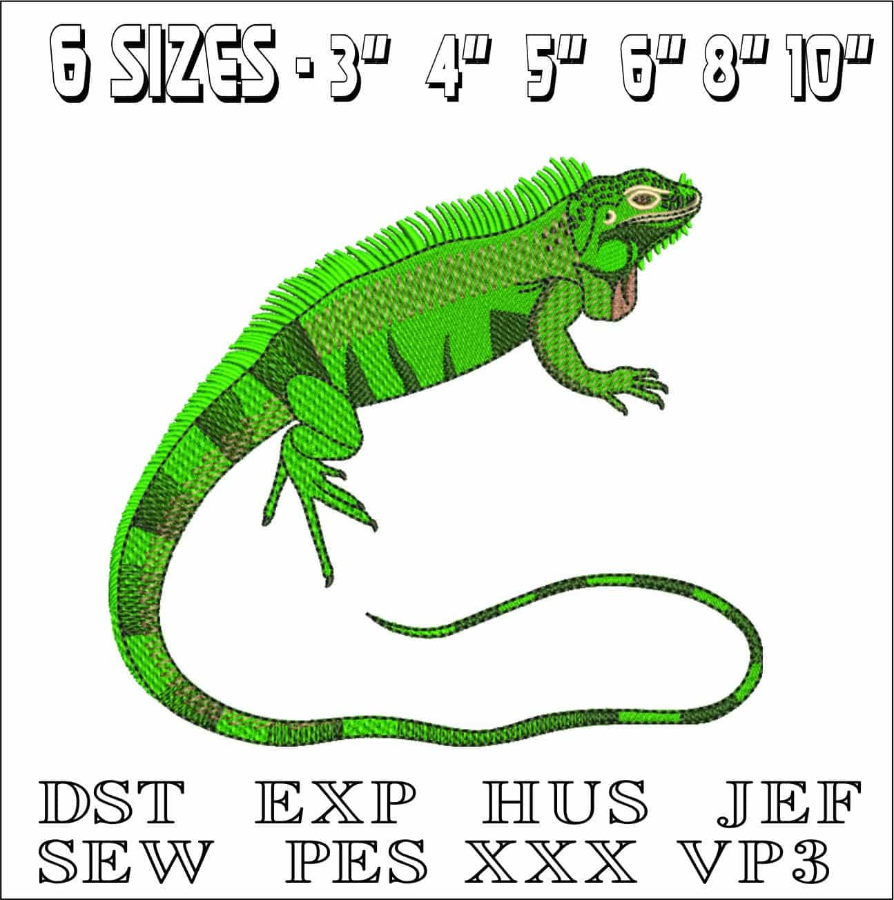 Iguana- Elegant embroidery design file - instant download — view 2