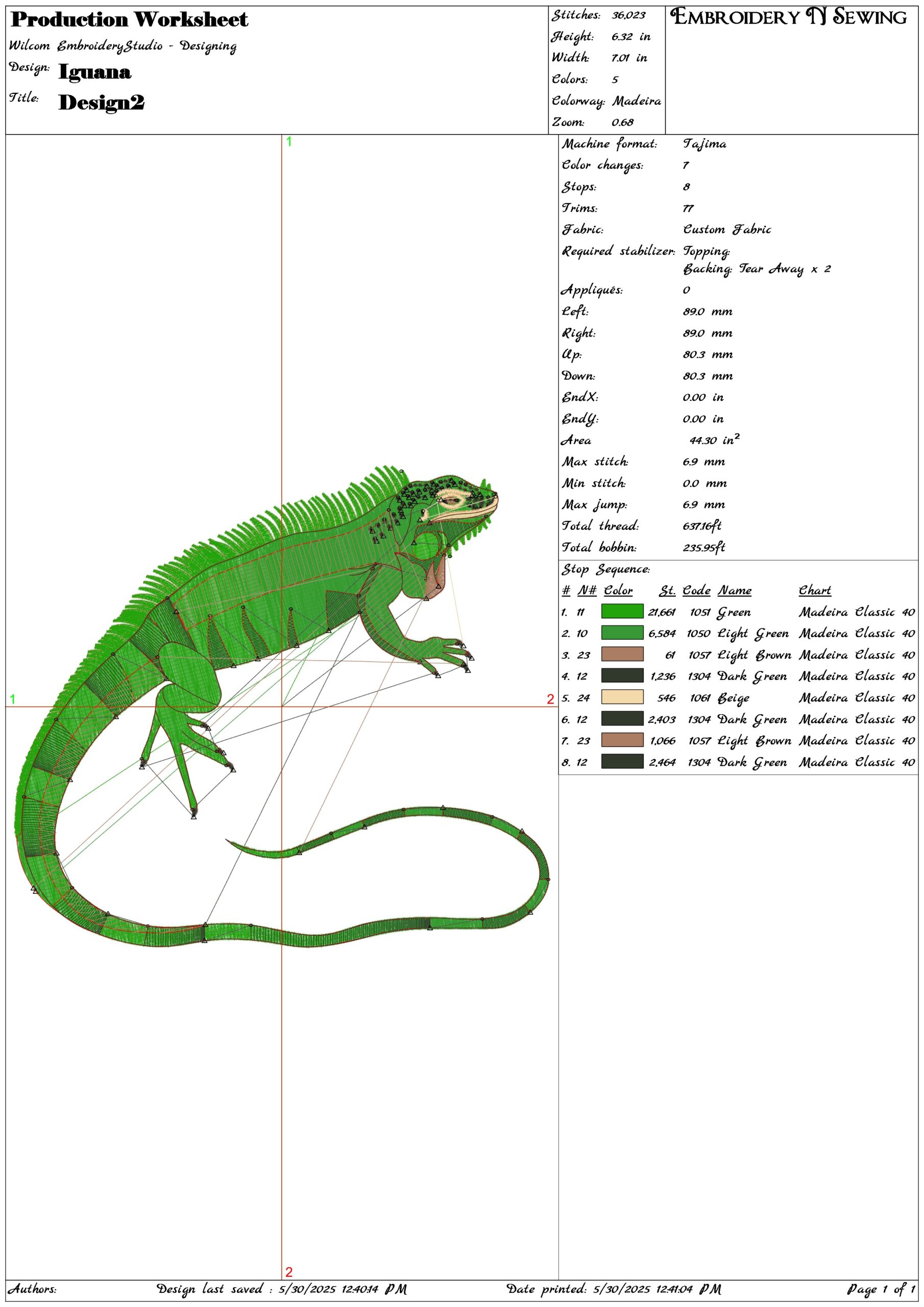 Iguana- Elegant embroidery design file - instant download — view 3