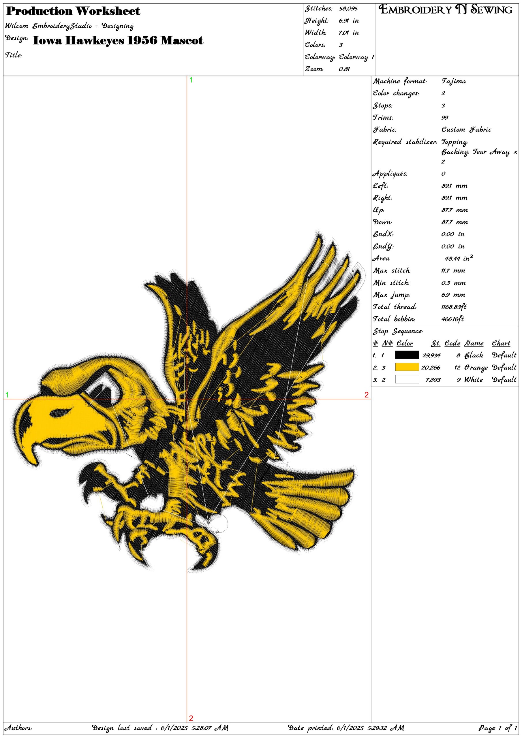 Iowa Hawkeyes 1956 Mascot- Elegant embroidery design file - instant download — view 3