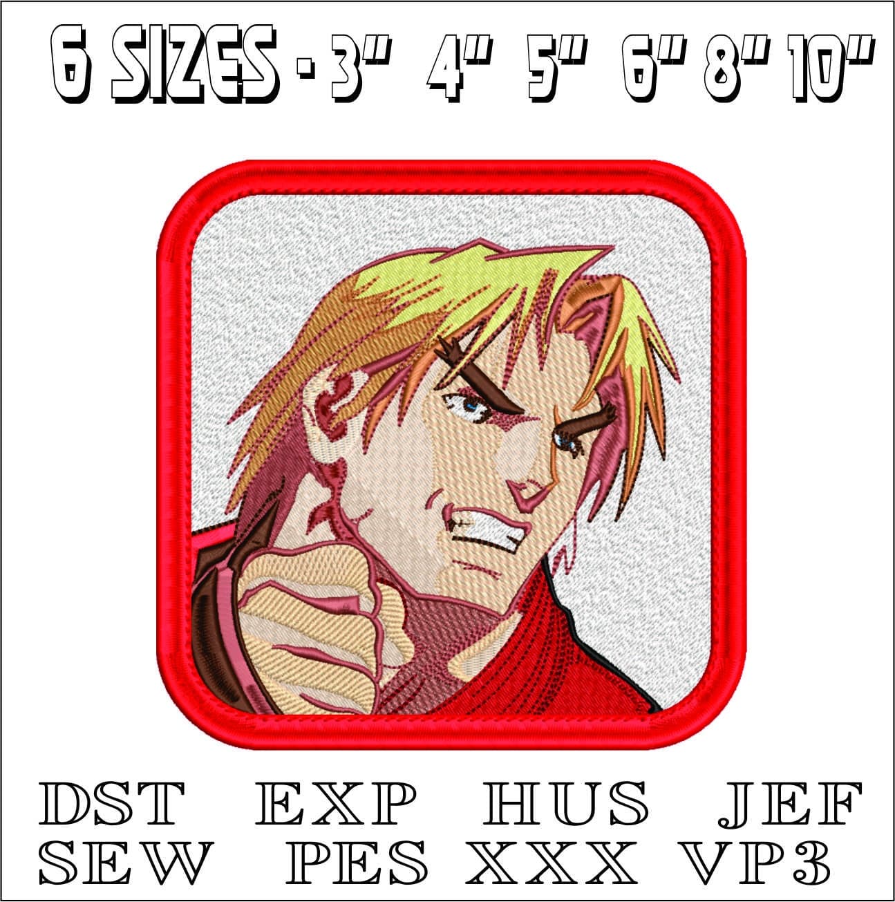 Ken Masters Street Fighter Frame- Elegant embroidery design file - instant download — view 2