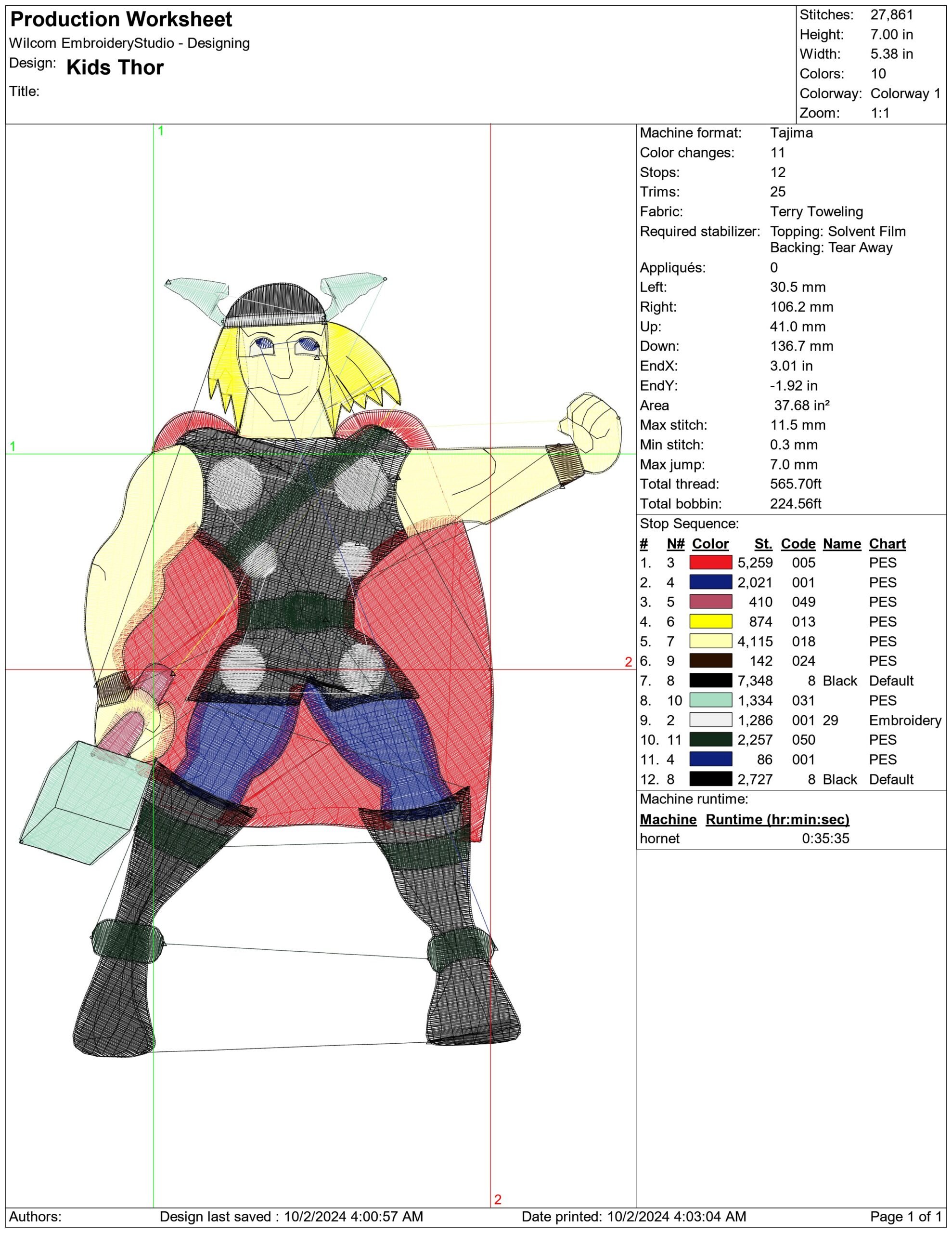 Kids Thor- Elegant embroidery design file - instant download — view 3