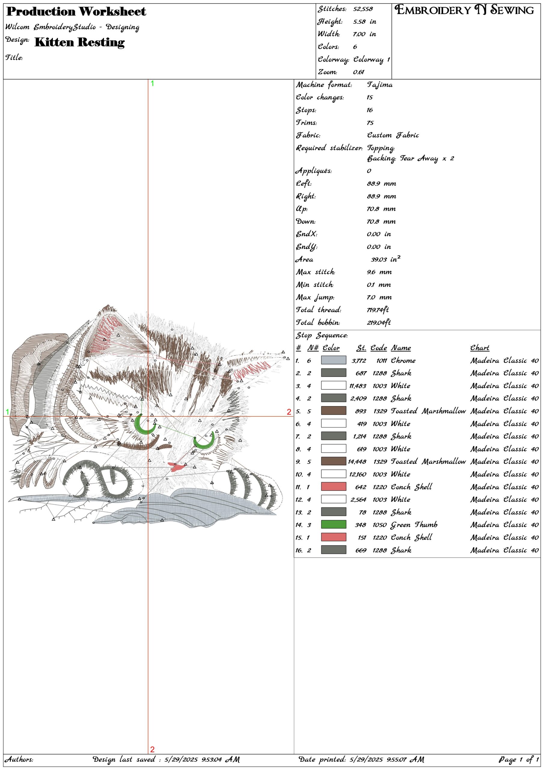 Kitten Resting- Elegant embroidery design file - instant download — view 3