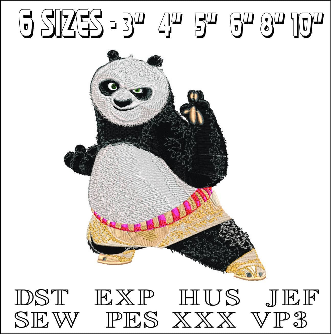 Kung Fu Panda- Elegant embroidery design file - instant download — view 2