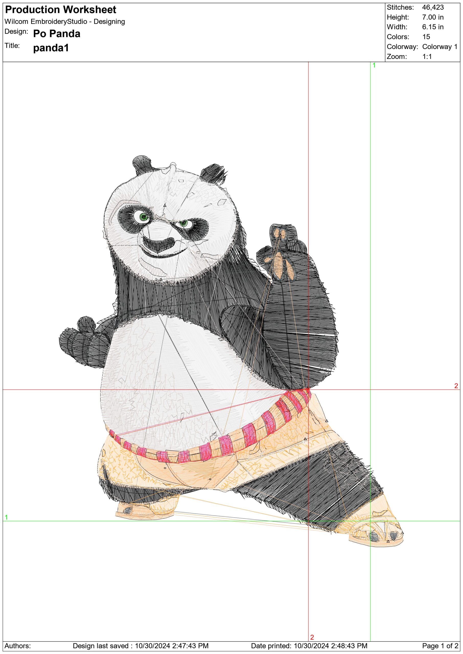 Kung Fu Panda- Elegant embroidery design file - instant download — view 4