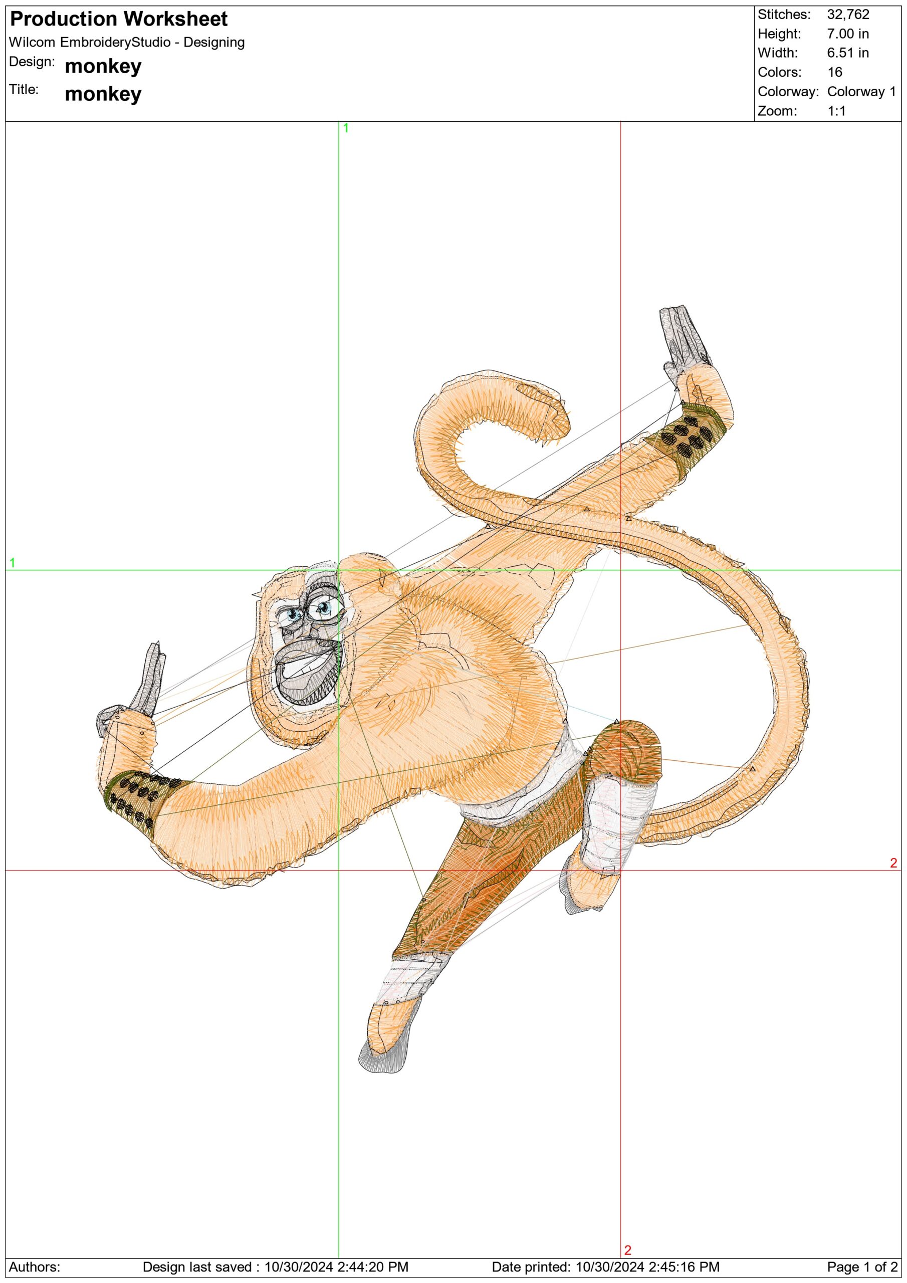 Monkey- Elegant embroidery design file - instant download — view 3