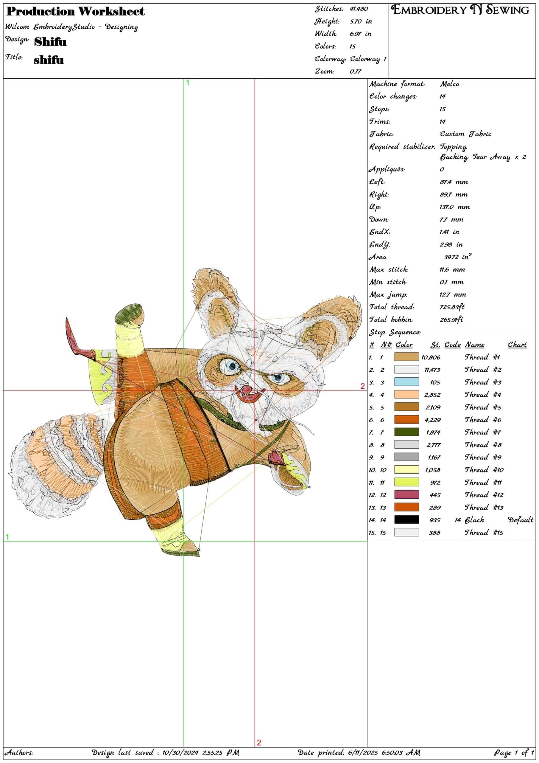 Shifu- Elegant embroidery design file - instant download — view 3