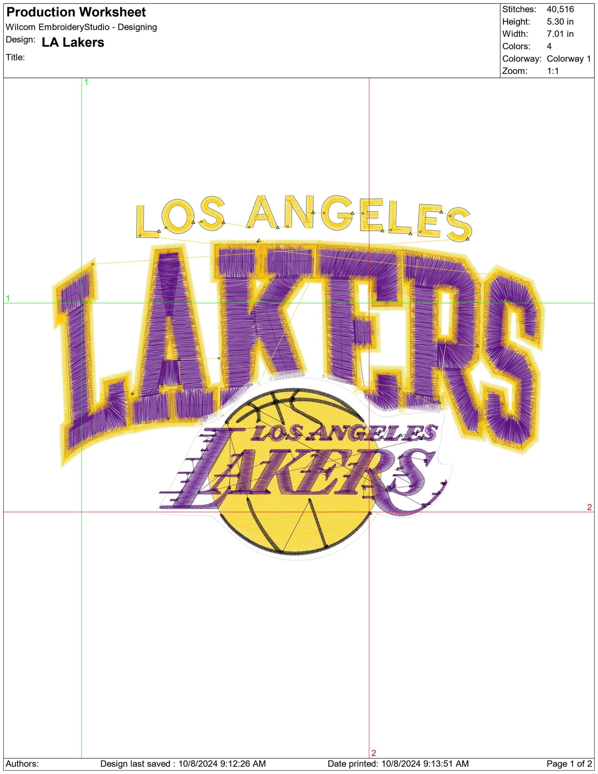 LA Lakers- Elegant embroidery design file - instant download — view 4